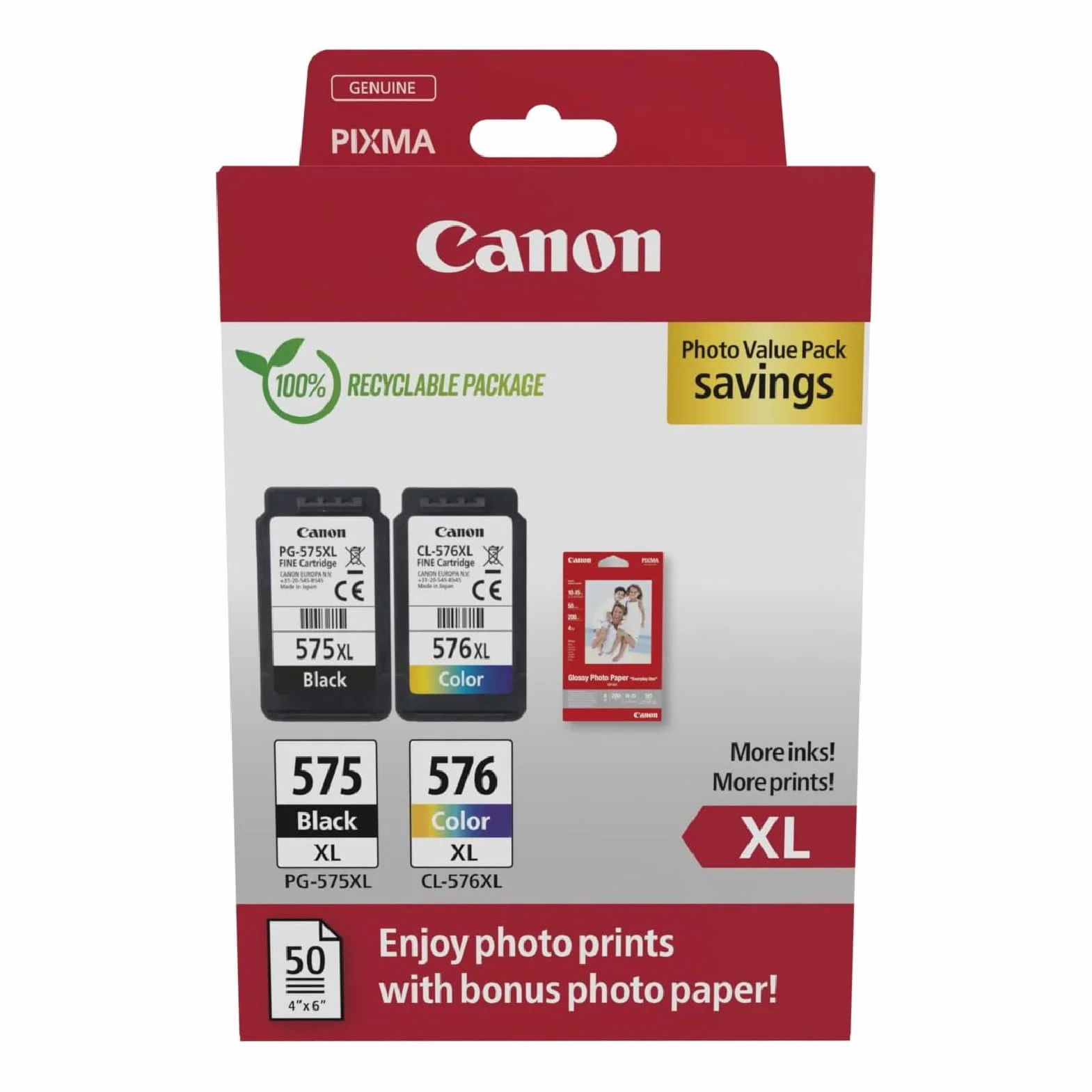 Canon PG-575XL CL-576XL High Yield Genuine Ink Cartridges Pack of 2