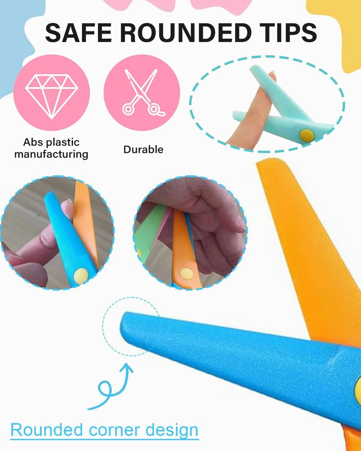 Ciseaux de Sécurité Mini Kids 10,7cm Plastique PP pour Enfants d'âge Préscolaire Lot de 4