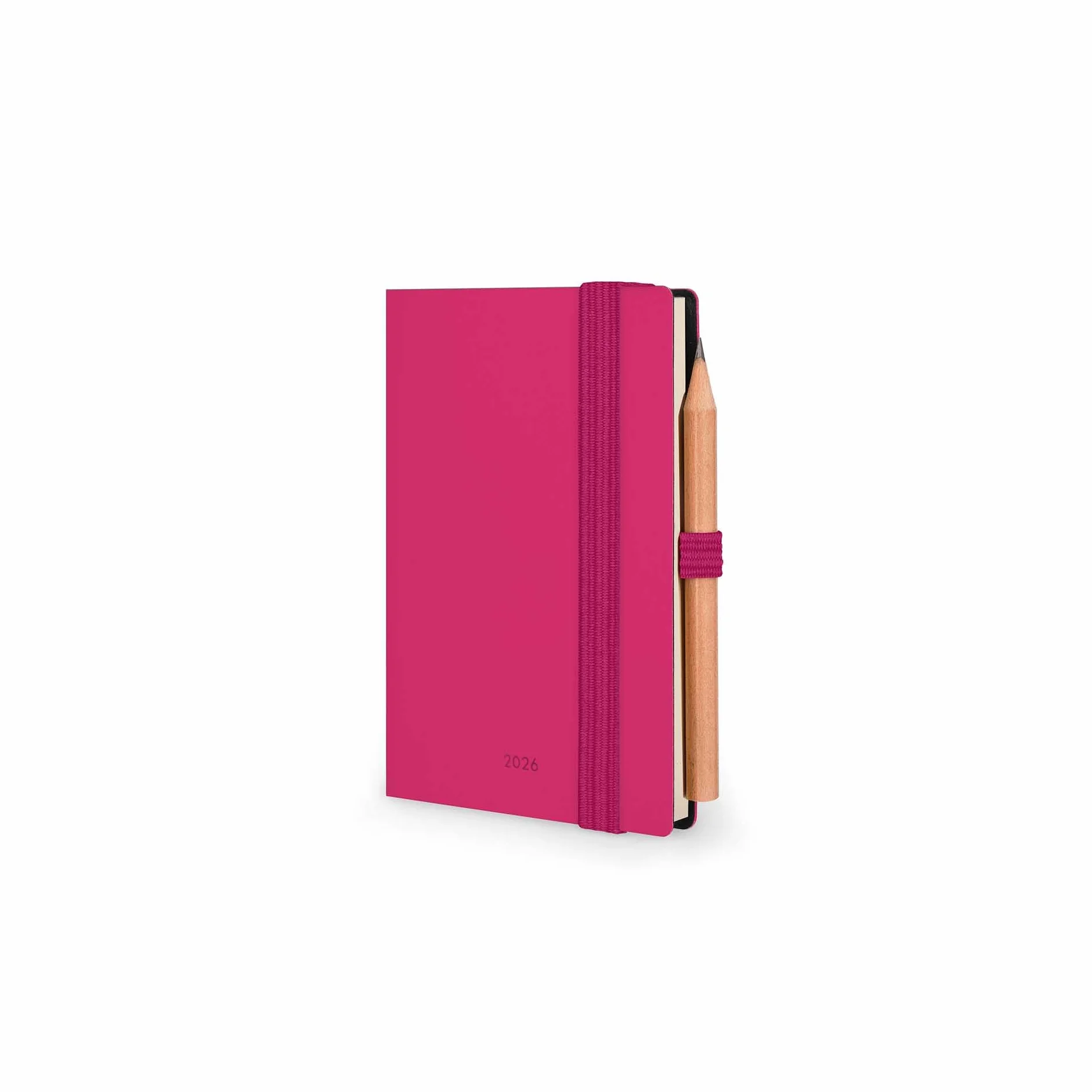 Legami Agenda biquotidien Mini 2026 Raspberry 12 mois carnet d'adresses crayon inclus fermeture élastique papier FSC 7 x 10 cm