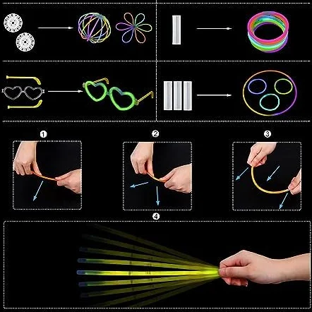 Bracelet Fluorescent Lumineux 30 Pièces Baton Lumineux Enfants Adultes Décoration Fêtes