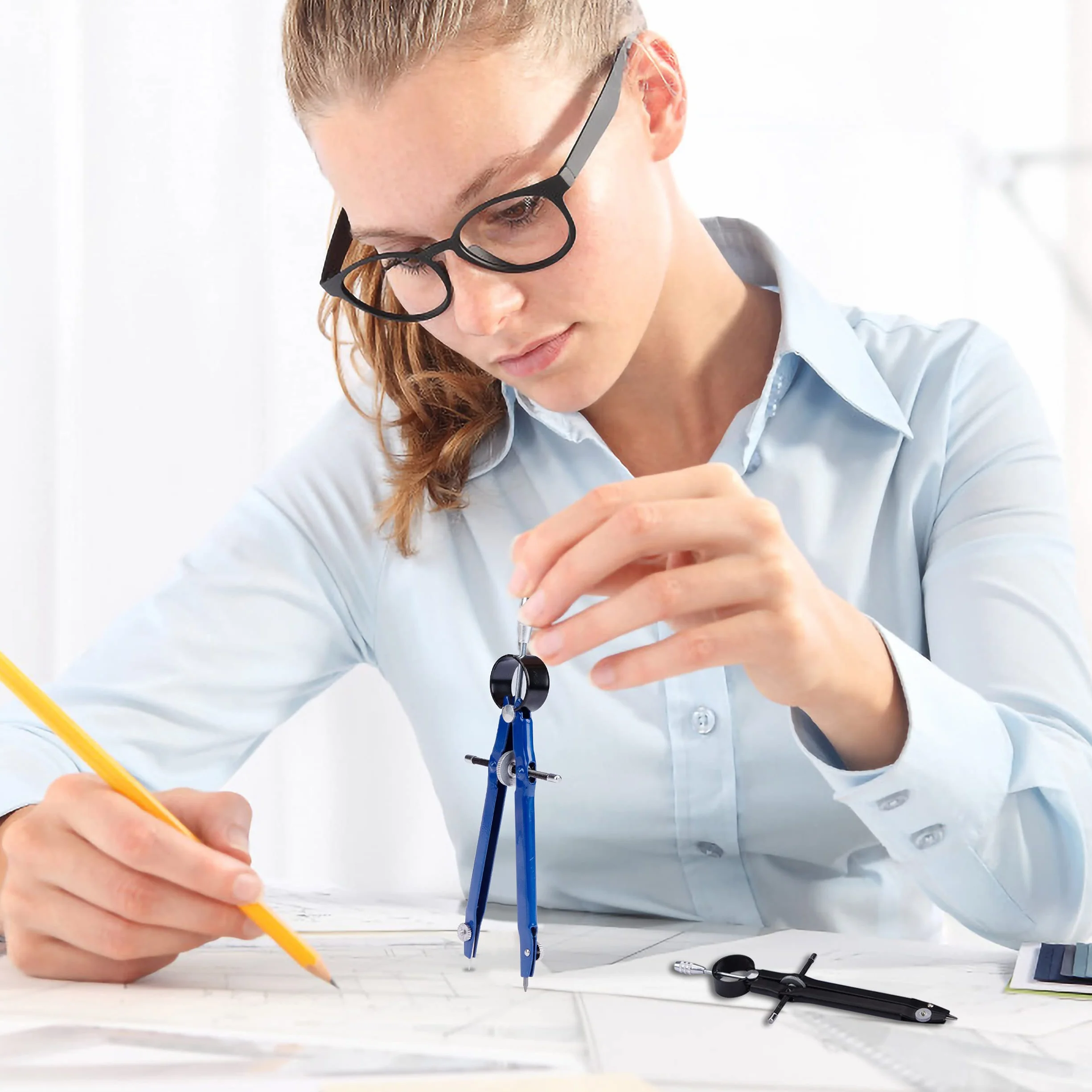 Compas de Précision en Métal 2pcs, Boussole de Dessin à Réglage Rapide pour Géométrie
