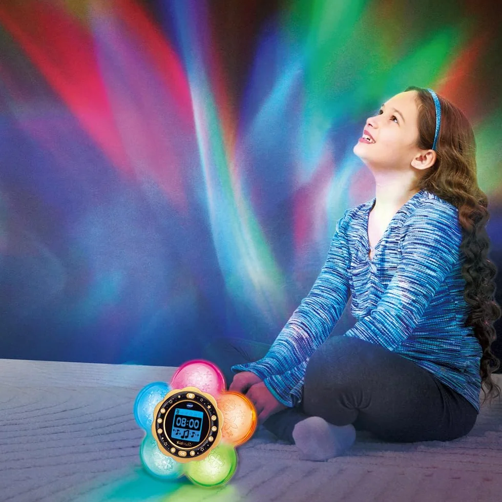 VTech KidiMagic Galaxy Light Violet Radio Réveil Enfant 9 en 1 Effets Lumineux Projection Aurores Boréales Plafond Enceinte Jeux Cadeau 6-12 Ans Français