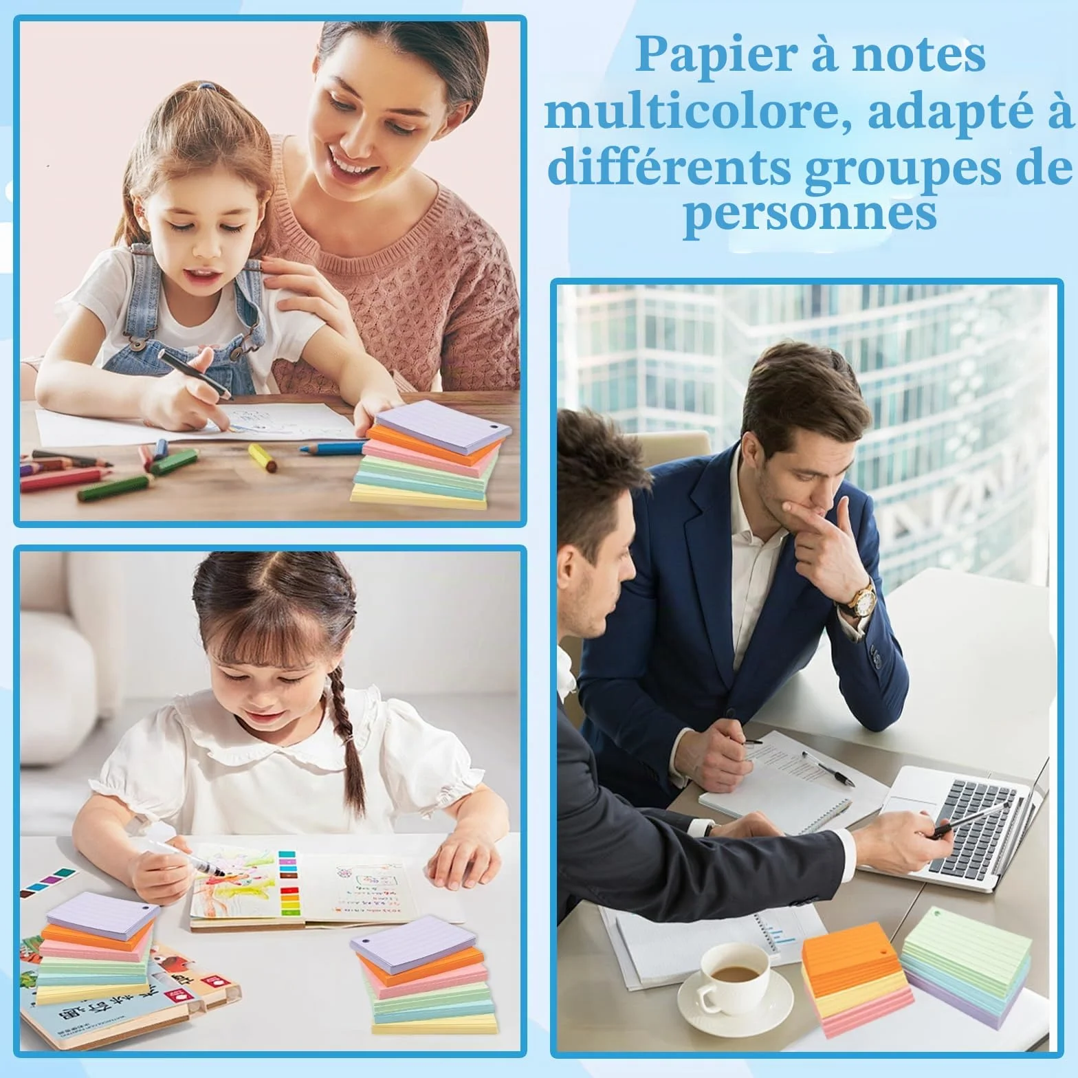 A8 Flashcard 600Pcs Lignées Flashcards avec Anneau Cartes de Vocabulaire pour Apprentissage