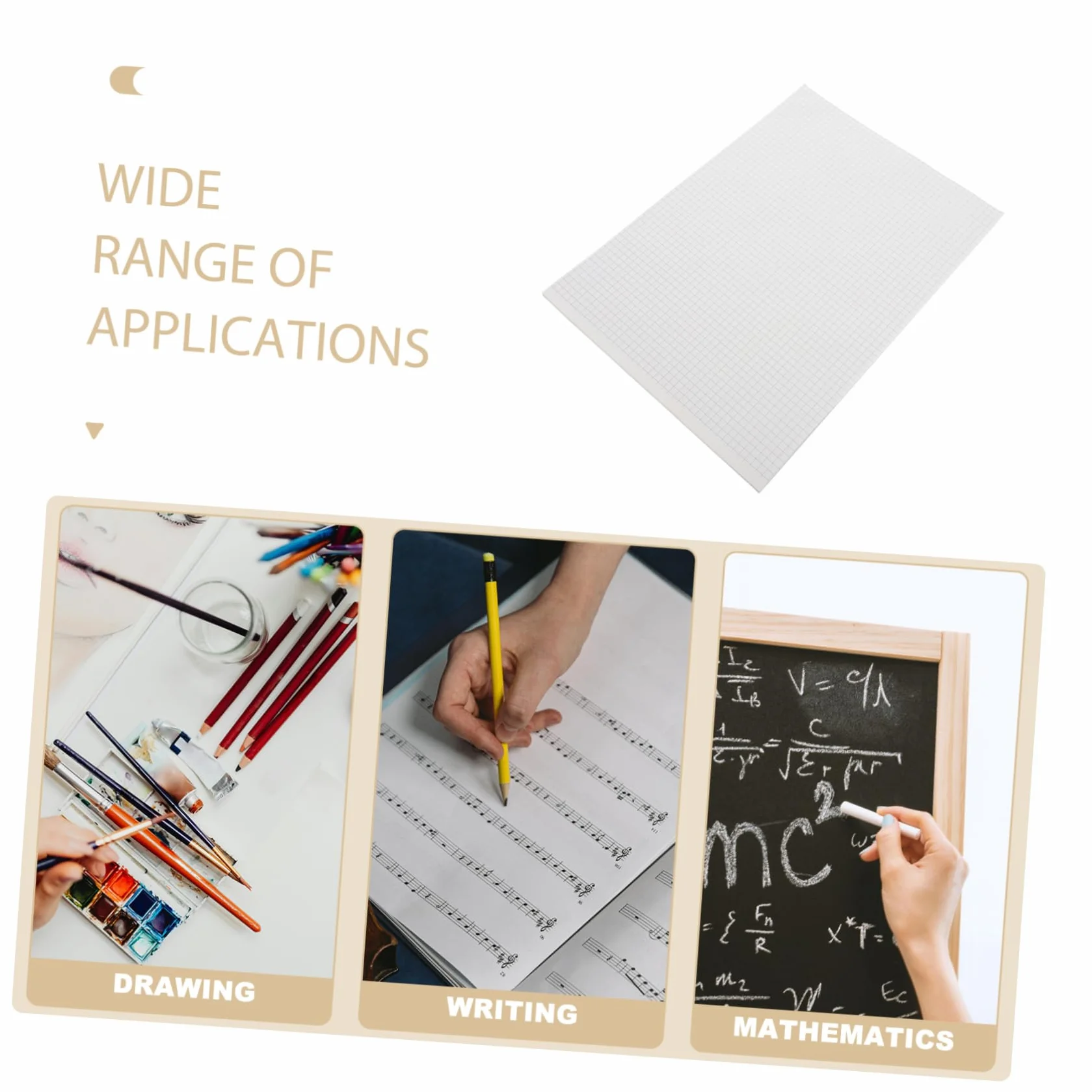 Cahier Papier Graphique Quadrillé Épaissi 40 Feuilles Grand Format pour Étudiants