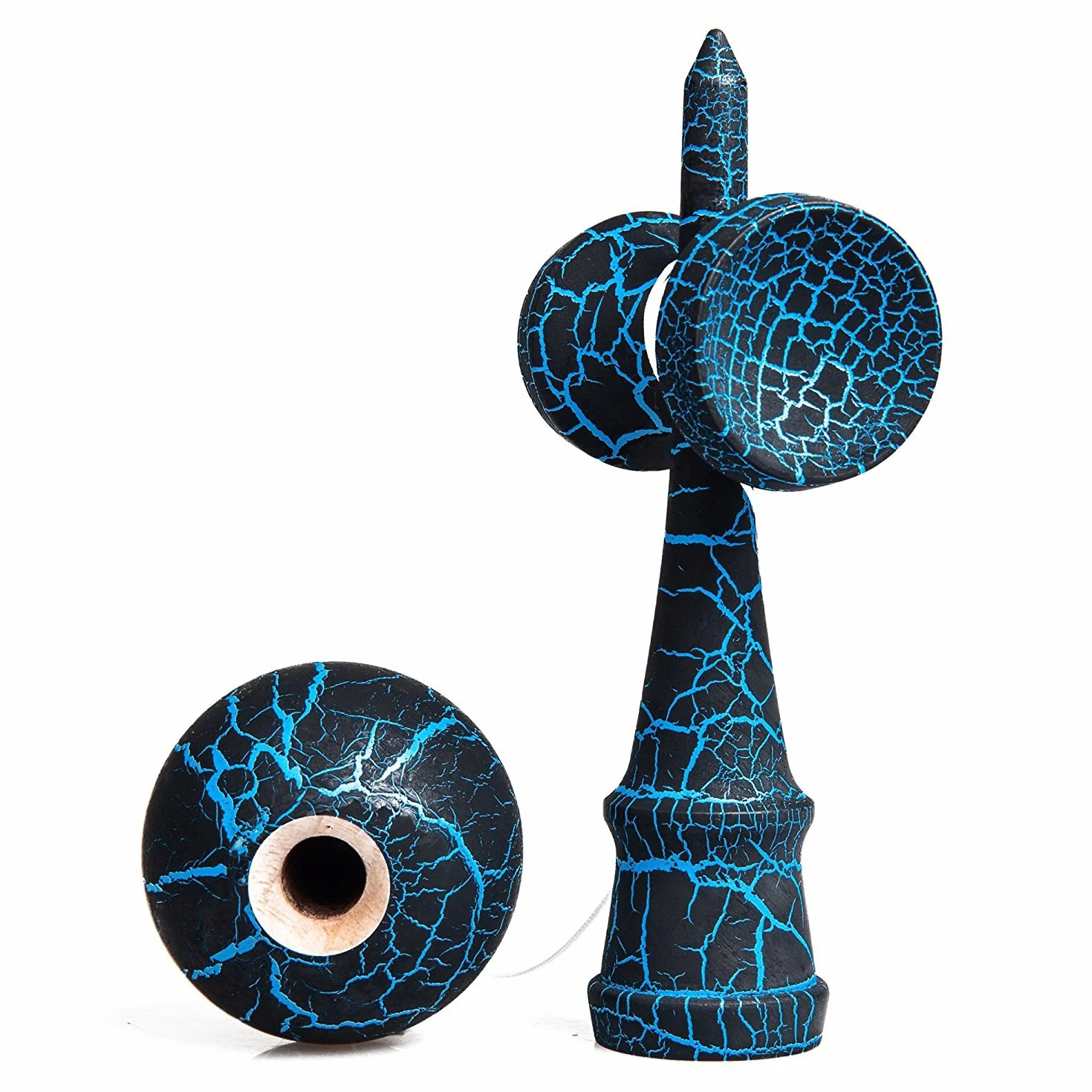 Kendama Jouet en Bois Japonais Traditionnel - Jeu de Capture de Balle, Jeu d'adresse (Bleu + Noir)