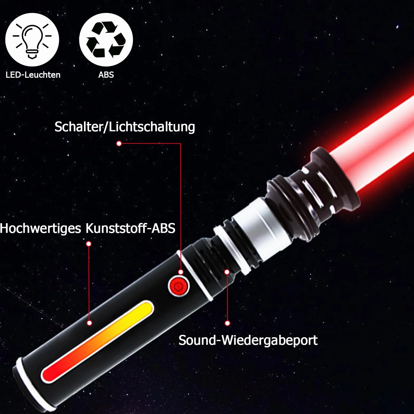 Sabre Laser pour Enfant Extensible avec Son FX Jouet Rouge Star Wars Halloween