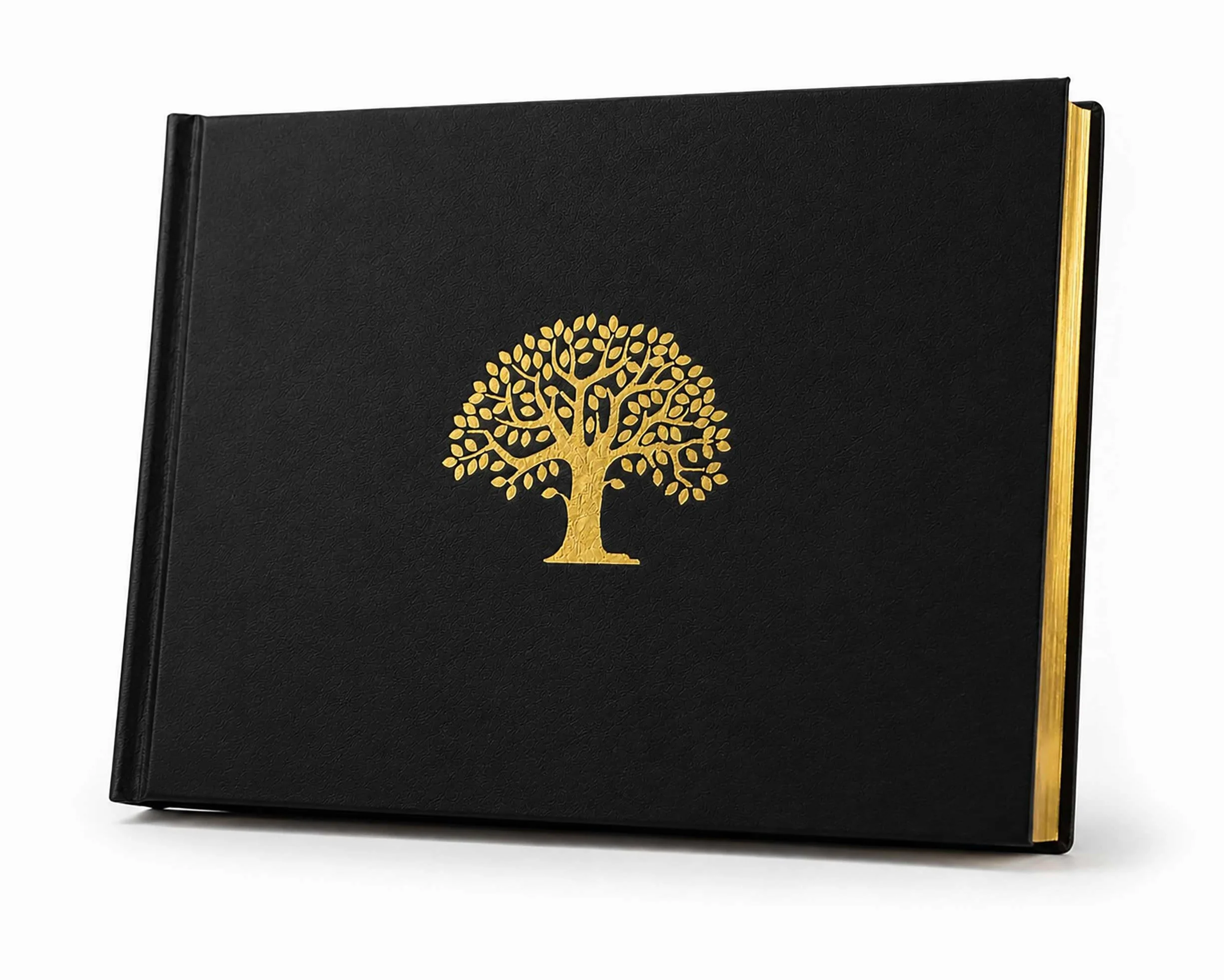 Livre de condoléances funéraires Esposti Arbre de vie | Pages lignées | Boîte | Noir | 218 x 160 mm
