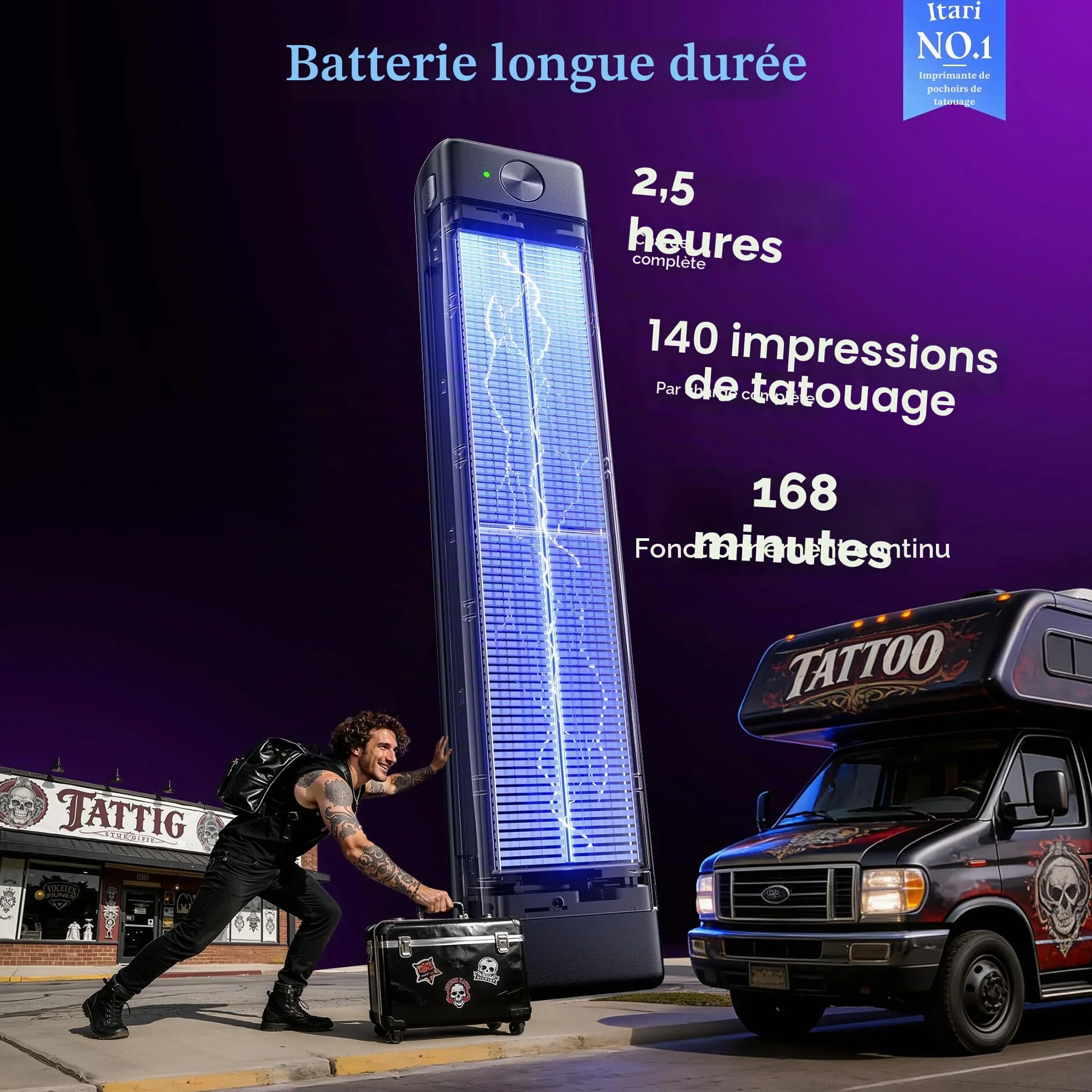 Itari Thermocopieur Tatouage, Imprimante Tattoo avec 10 Feuilles Papier Transfert, Compatible Phone Tablette, Noir