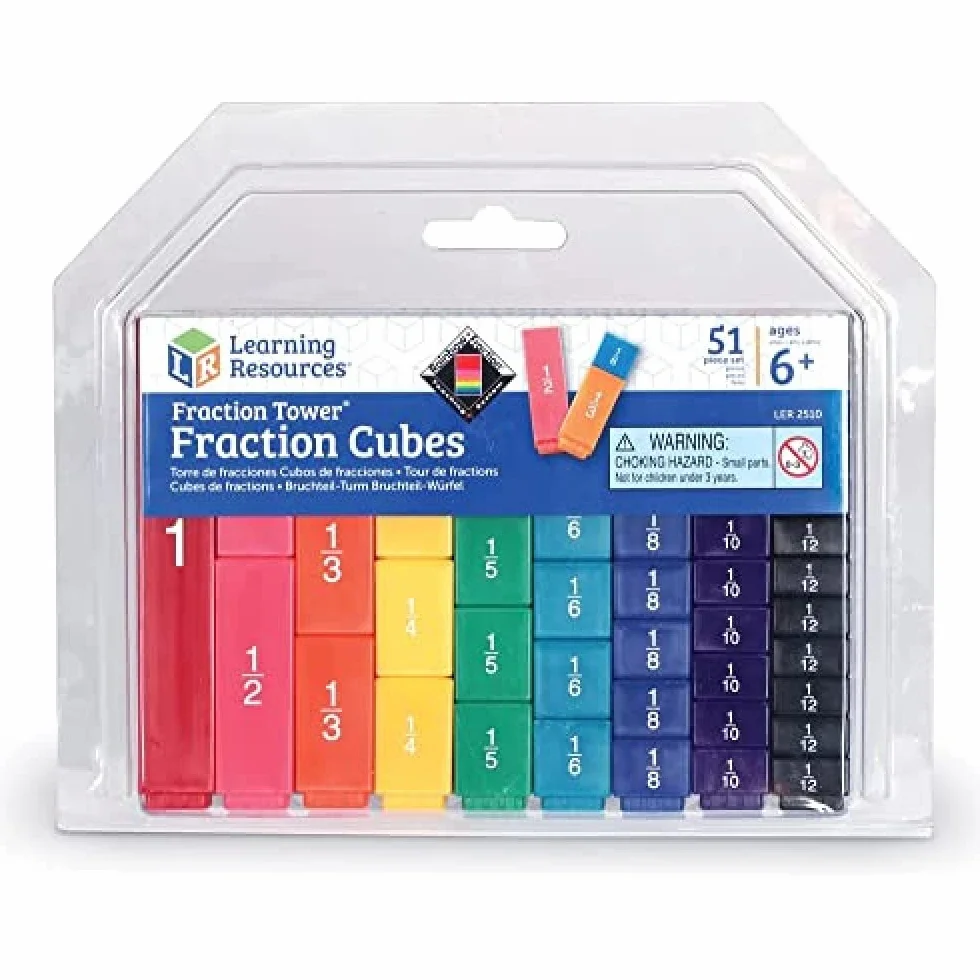 Learning Resources Cubes Fraction Tower Kit 51 Pièces Jeu Mathématiques Montessori Cadeau Éducatif Enfant 6 Ans