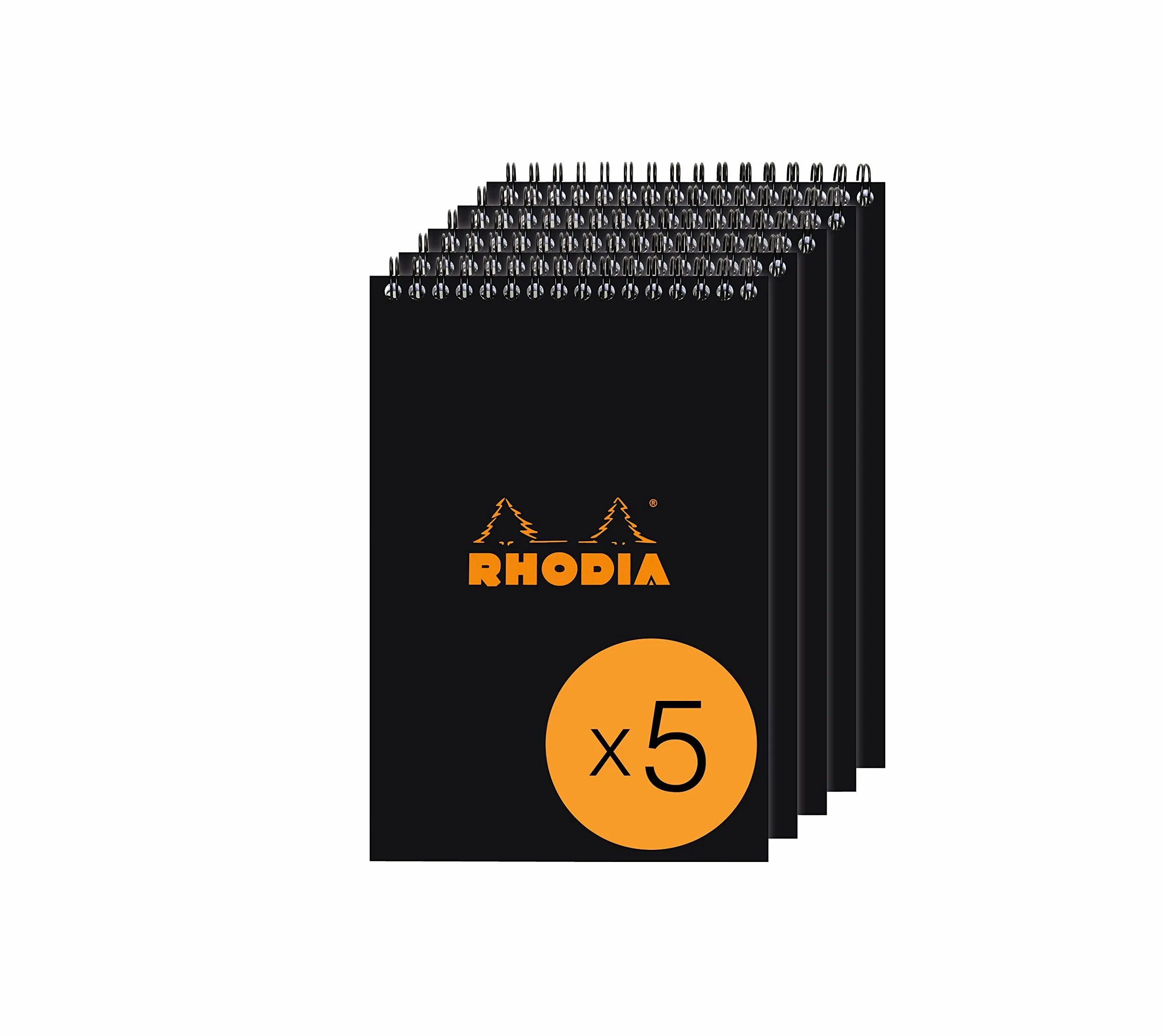 Rhodia Bloc-Notes A5 Ligné 80 Feuilles Papier Clairefontaine 80 g/m² Paquet de 5