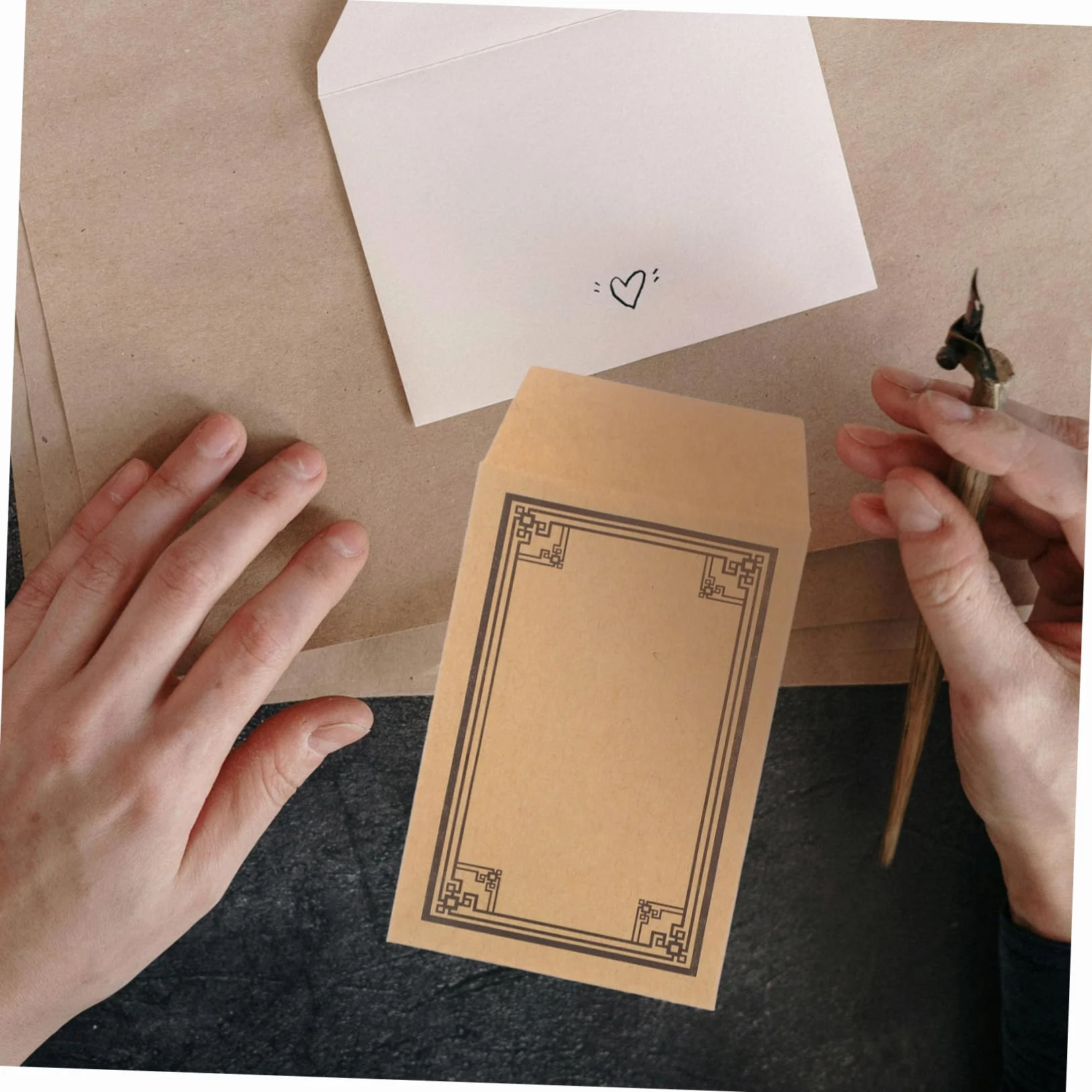 Mini Enveloppes Auto-adhésives Lot de 50 Papier Kraft Kaki pour Pièces de Monnaie