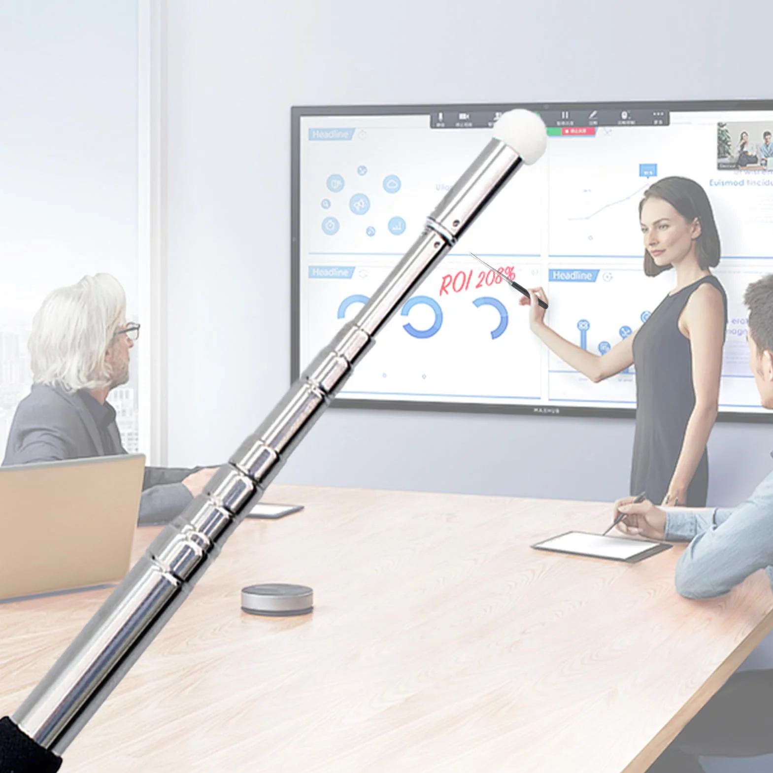 Pointeur Présentation Extensible en Inox 1m Bâton Télescopique Rétractable pour Enseignants Classe Noir