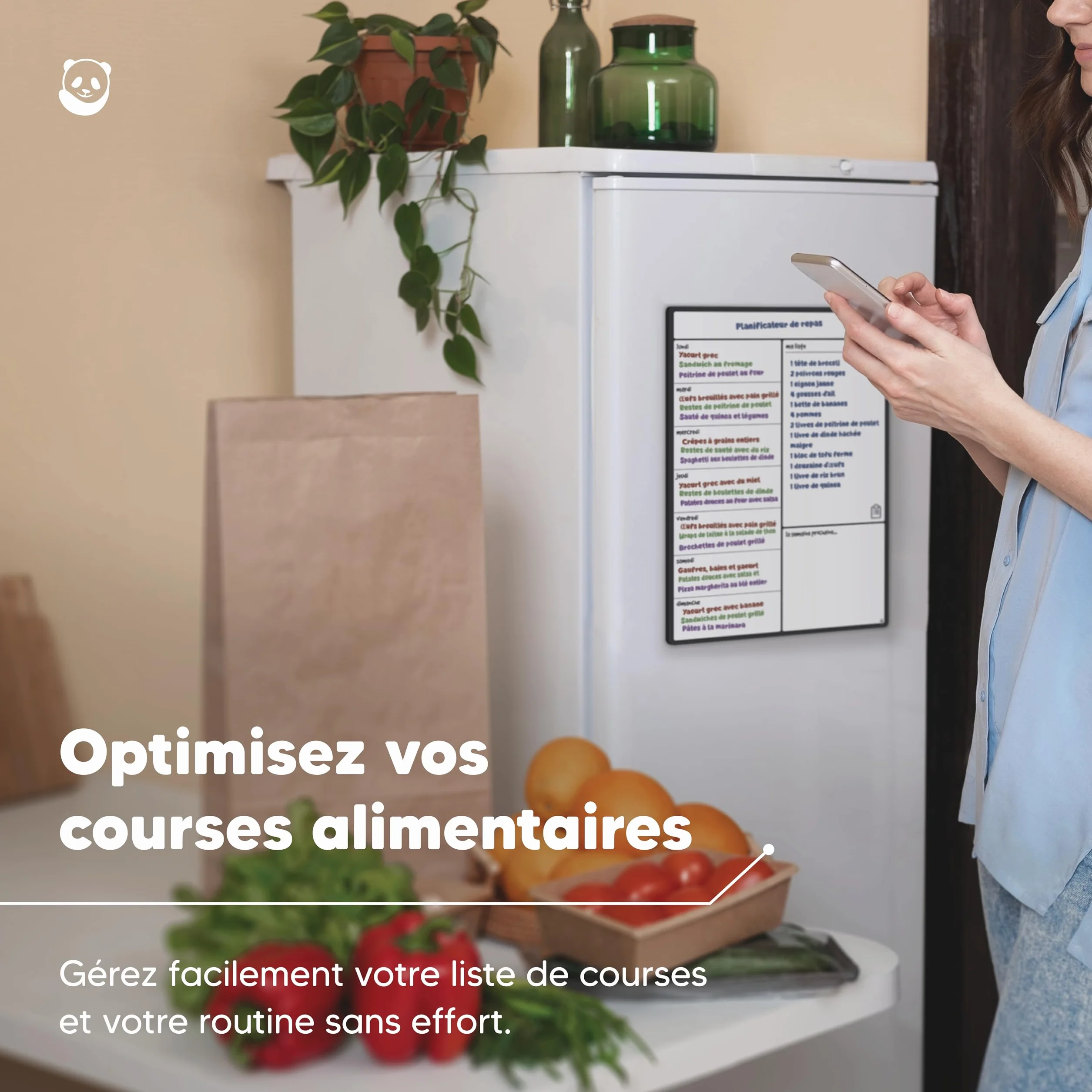 Smart Panda Calendrier Magnétique Frigo Planification Repas Familiaux A4 Français