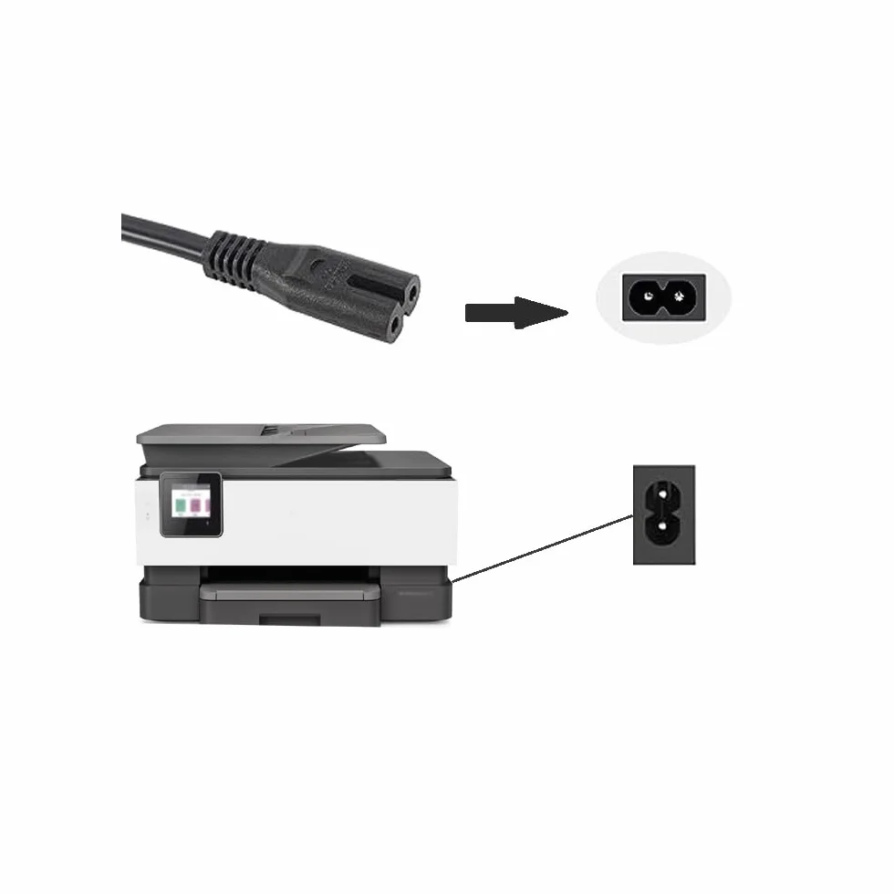 Câble d'alimentation 2M Compatible pour OfficeJet Pro 8025 5212 6978 3830 5255 9015 4650 9025 8710 8720 6968 8610 Photosmart 5510 5520 6520 655