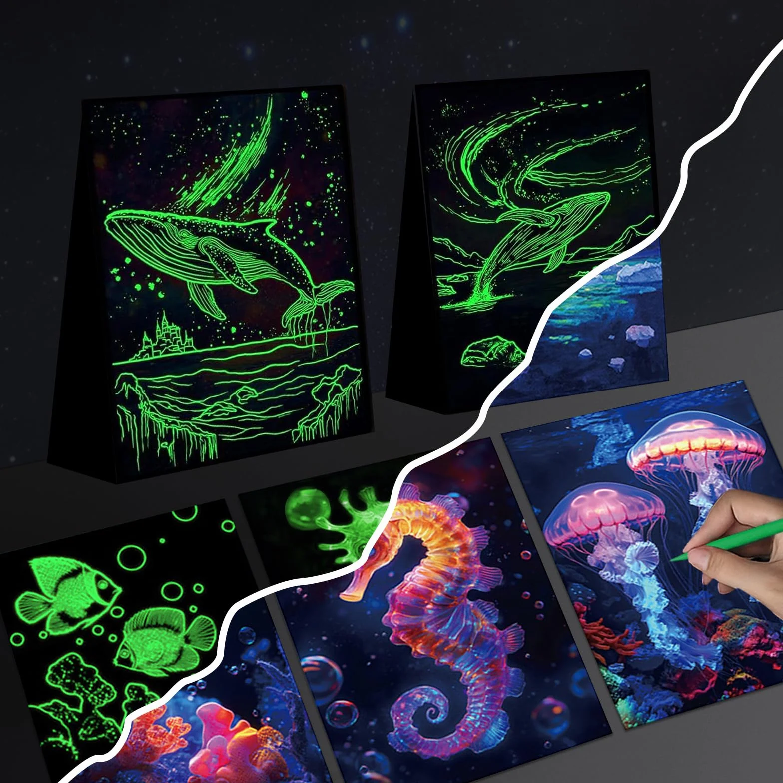Carte à Gratter pour Adultes, 8 Feuilles A4 Papier à Gratter Scratch Art Kit