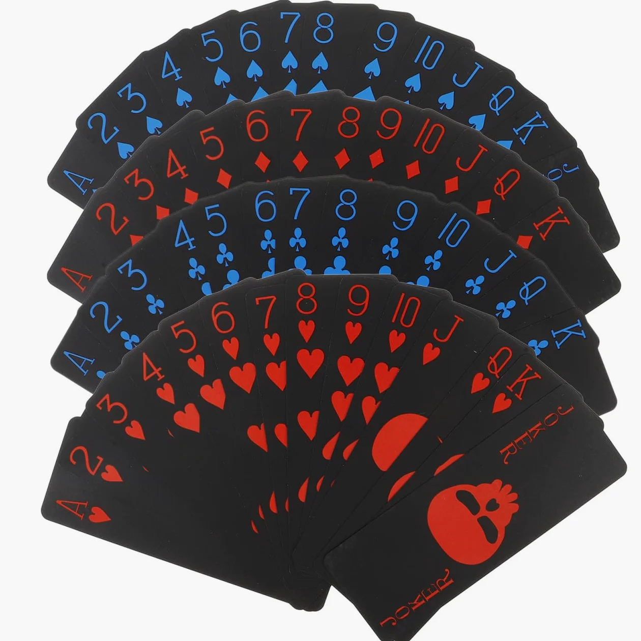 Beavorty Jeu de Cartes de Poker Durabilité Exceptionnelle et Design Créatif Imperméables en PVC Noir Motif Crâne pour Soirées et Divertissements Adultes