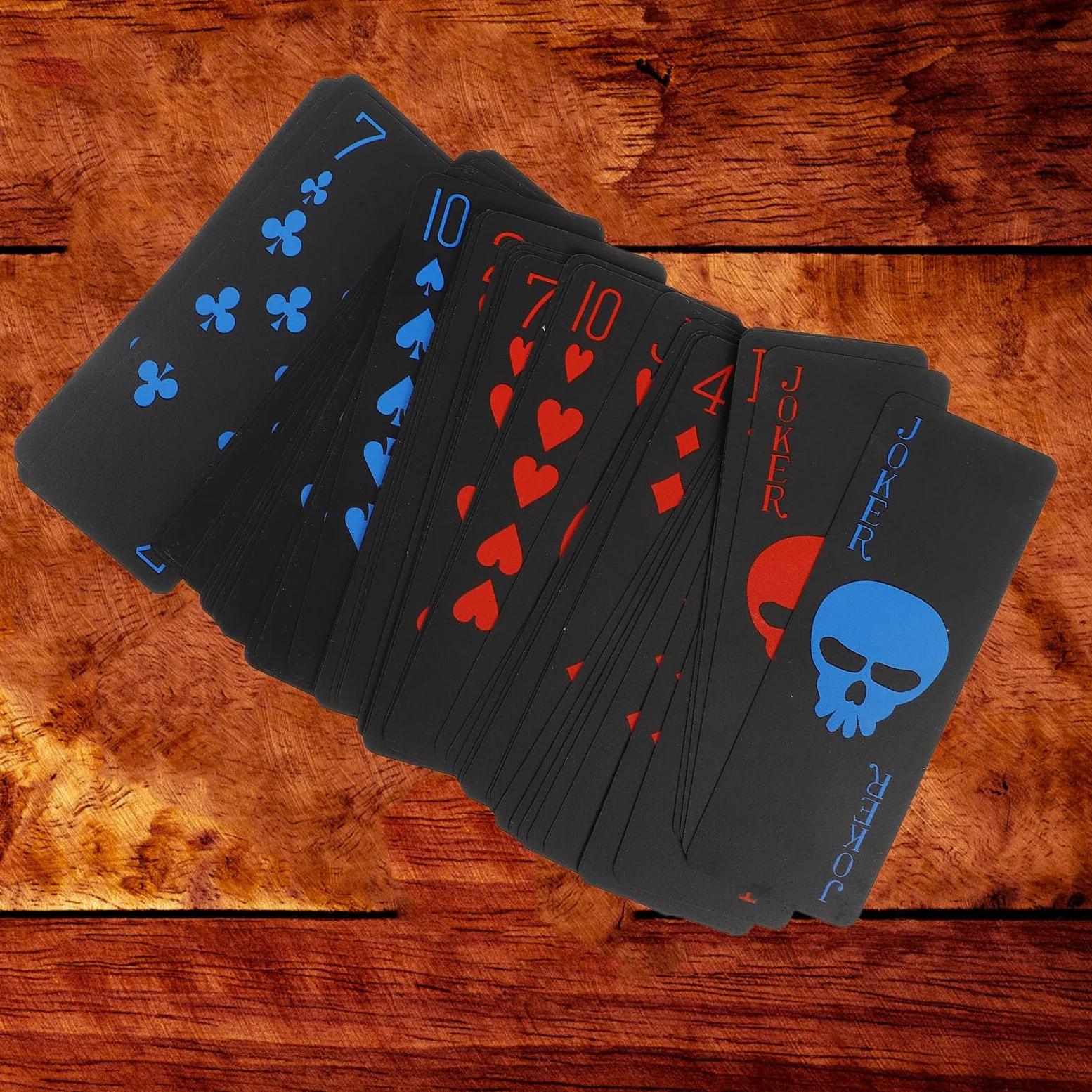CALLARON Cartes en Exceptionnelle pour Durabilité Soirées Créatif de Poker Imperméables PVC Noir Motif Crâne en Famille et Fêtes Entre Adultes