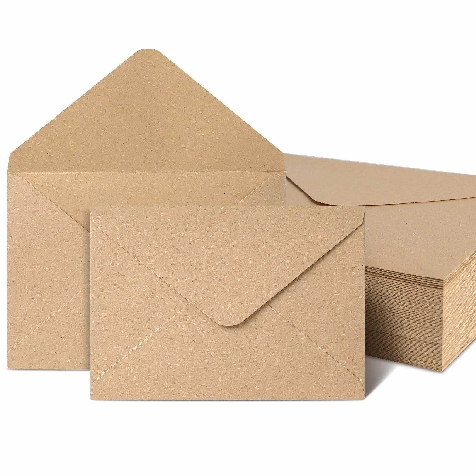 Enveloppes Papier Kraft Vintage 120 g/m² 12.5x17.5CM Rabat Pointu 50 Pièces