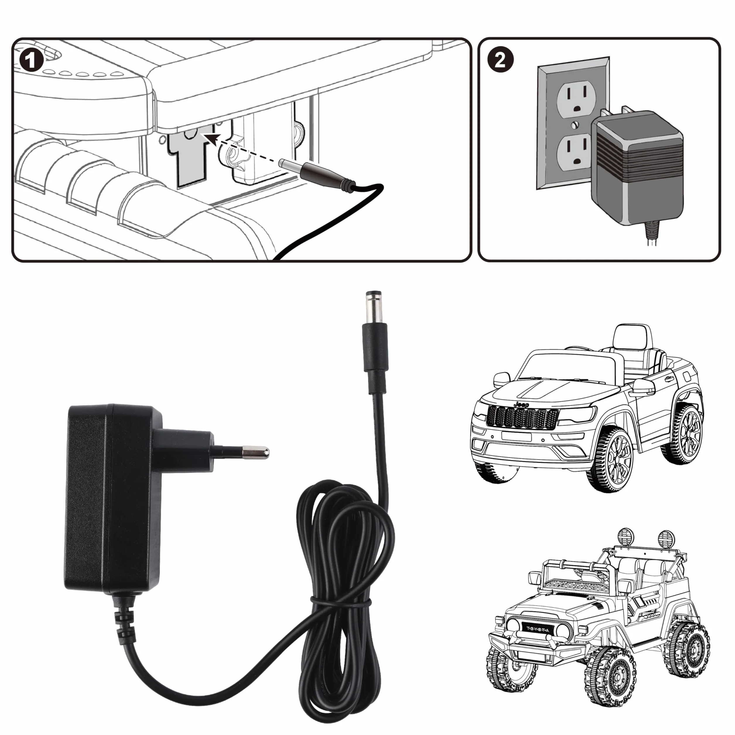 Chargeur 12V 1A pour Voiture électrique d'enfant Connecteur 5,5 mm x 2,1 mm