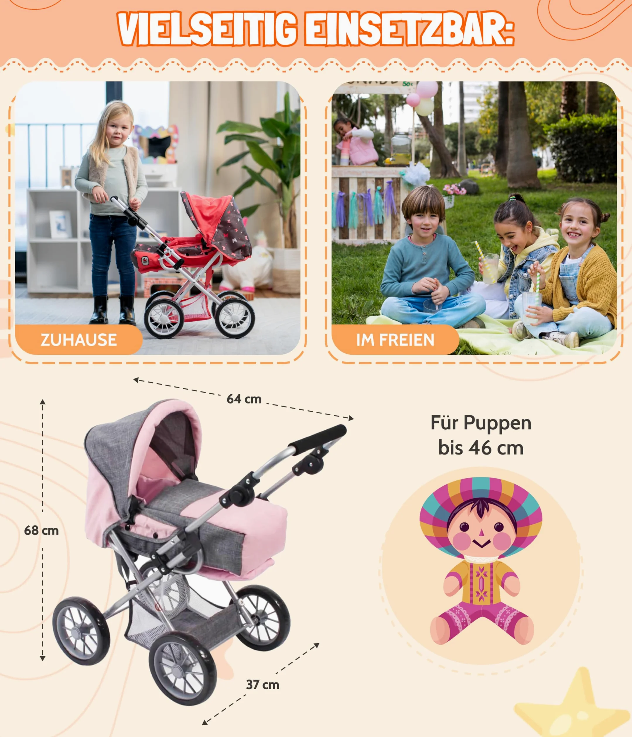 Bayer Chic 2000 Poussette Poupon 3en1 Leni | Évolutive & Ergonomique | Une poussette pour poupon 3en1 haut de gamme, saine et évolutive pour accompagner votre enfant durant des années.