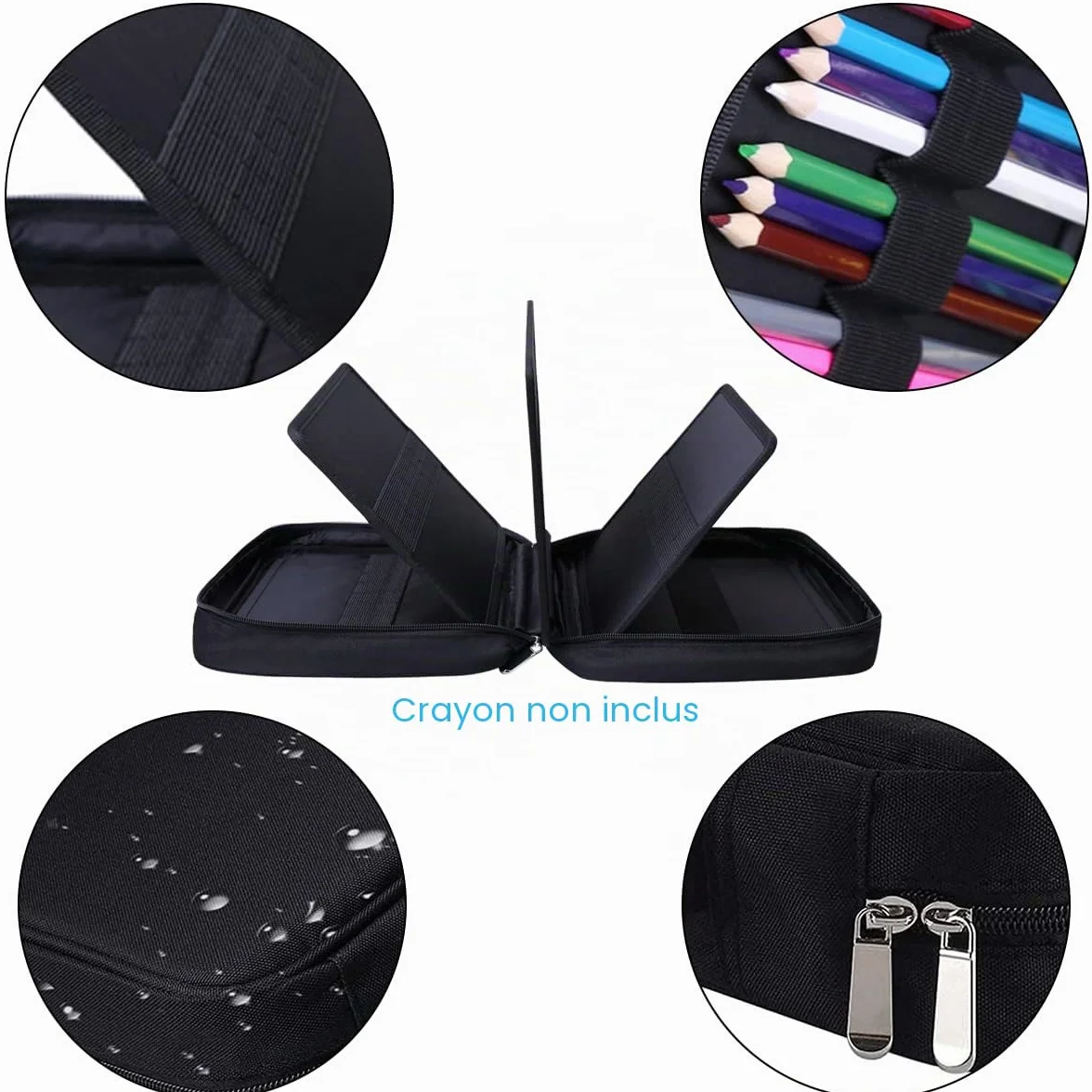 JAKAGO Grande Trousse Crayon de Couleur 220 Portable étanche avec Poignée Solide