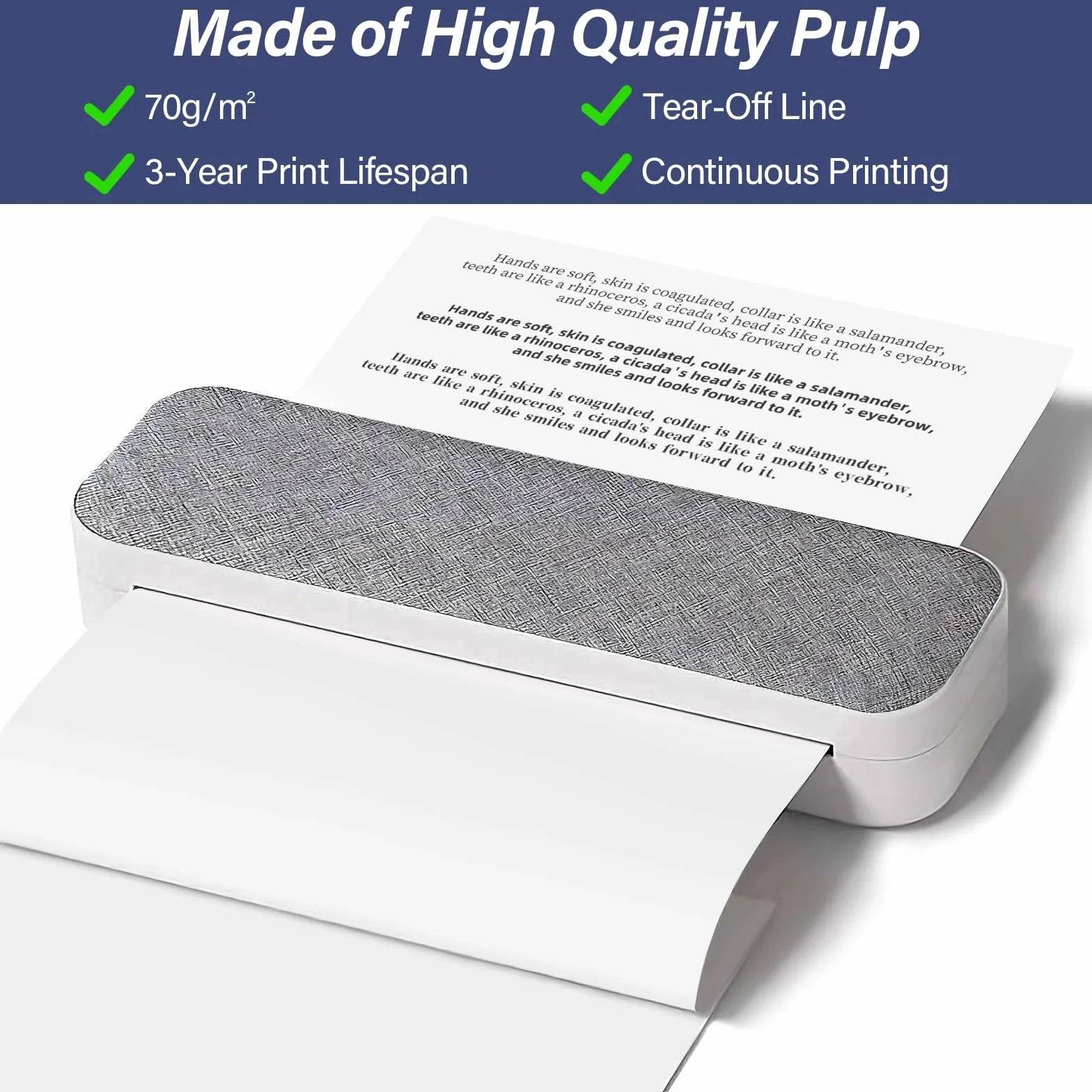 Papier Thermique A4 Pliable 200 Feuilles, Sans BPA, Séchage Rapide, Compatible Imprimantes Thermiques A4 pour Fichiers, Photos, Notes