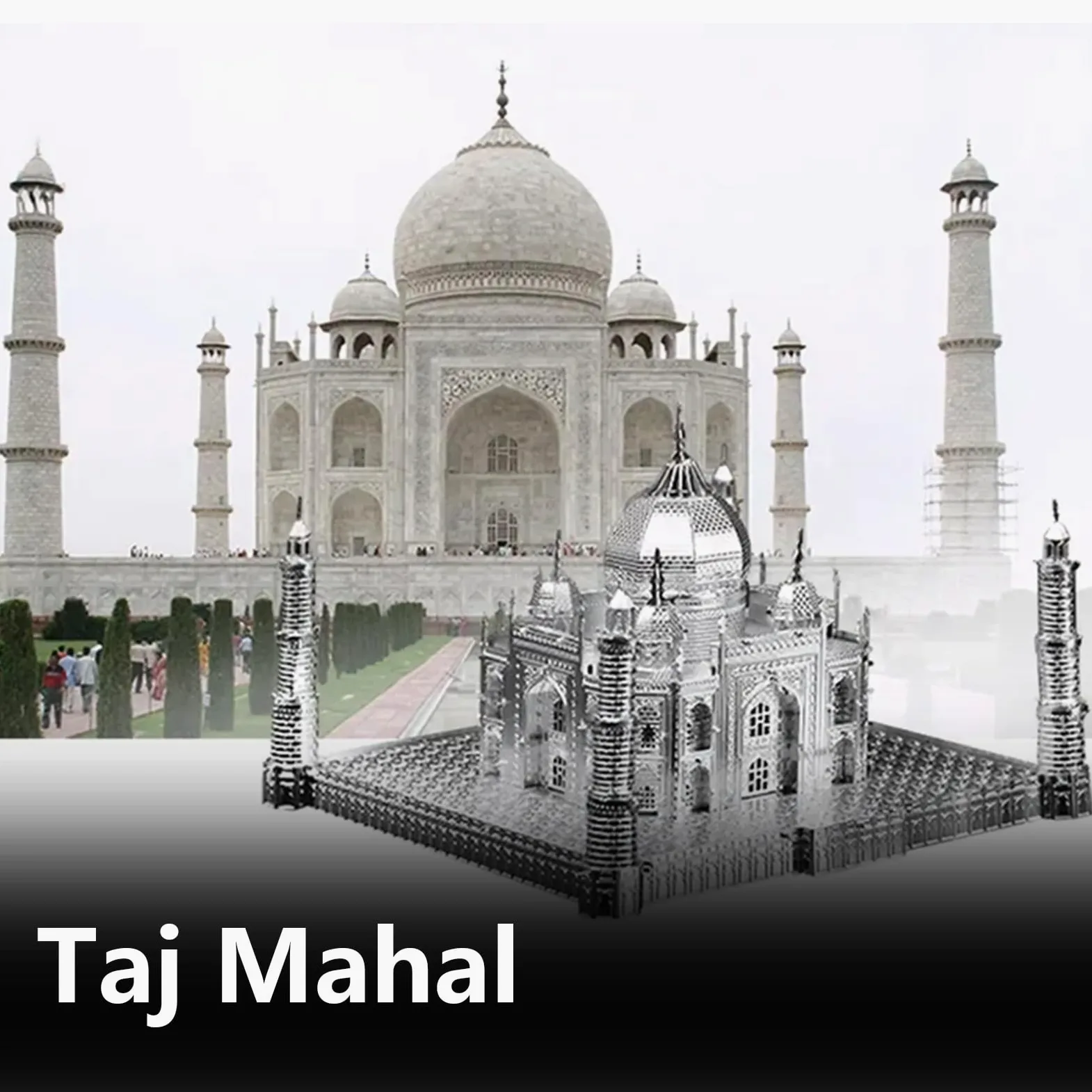 Larcele Kit Puzzle Métal 3D Taj Mahal dès 14 Ans JSPT-01 | Set de Construction Architecturale DIY, en Acier Inoxydable, Ornement Décoratif pour la Maison