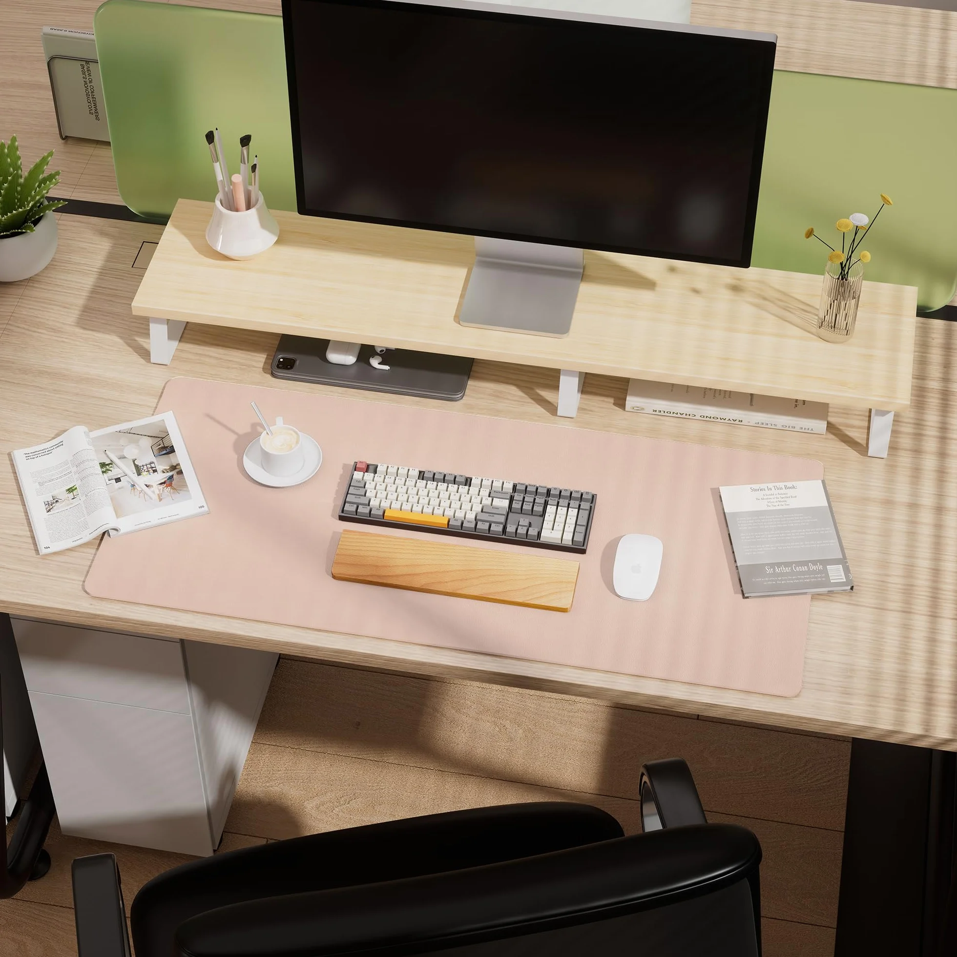 Tapis de bureau en liège naturel double face Aothia 65x35cm imperméable souris protection