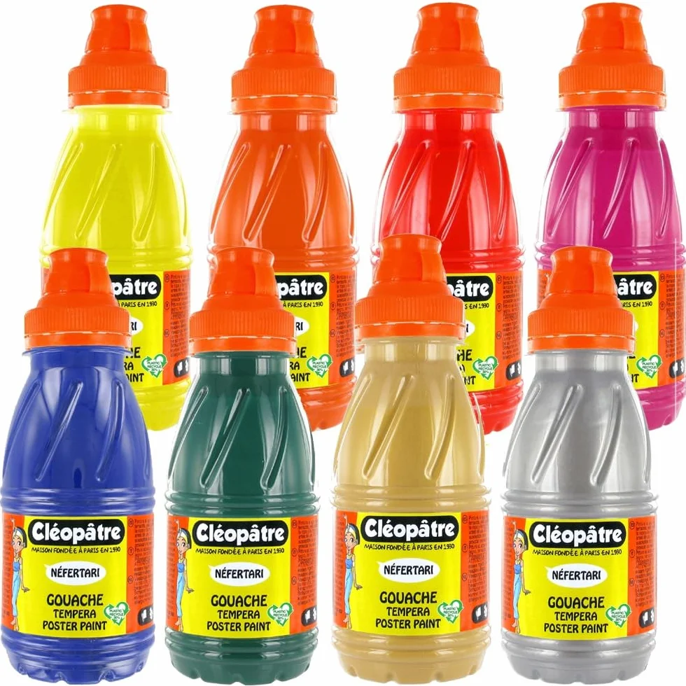 Peinture Gouache Néfertari Premium PGN250X8B Lot de 8 Flacons 250 ml