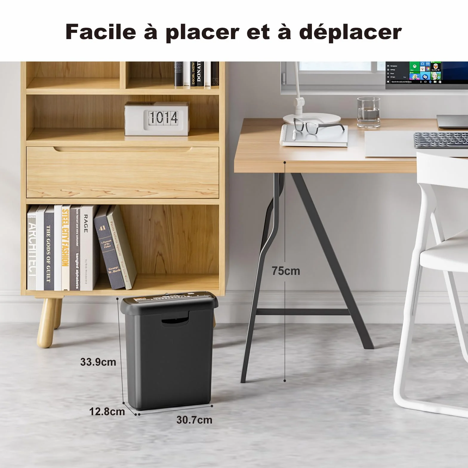 Bonsaii Destructeur de Documents Bras télescopique, déchiqueteuse Coupe en Bandes, 6 Feuilles, 9 litres, Niveau sécurité P2