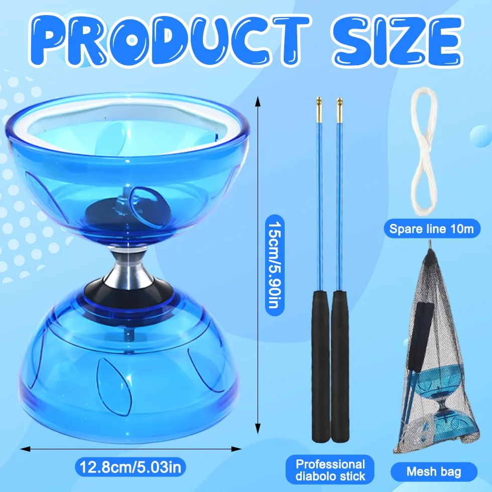Diabolo LED 4,5 mm triple roulement à billes Set de jonglage avec balles