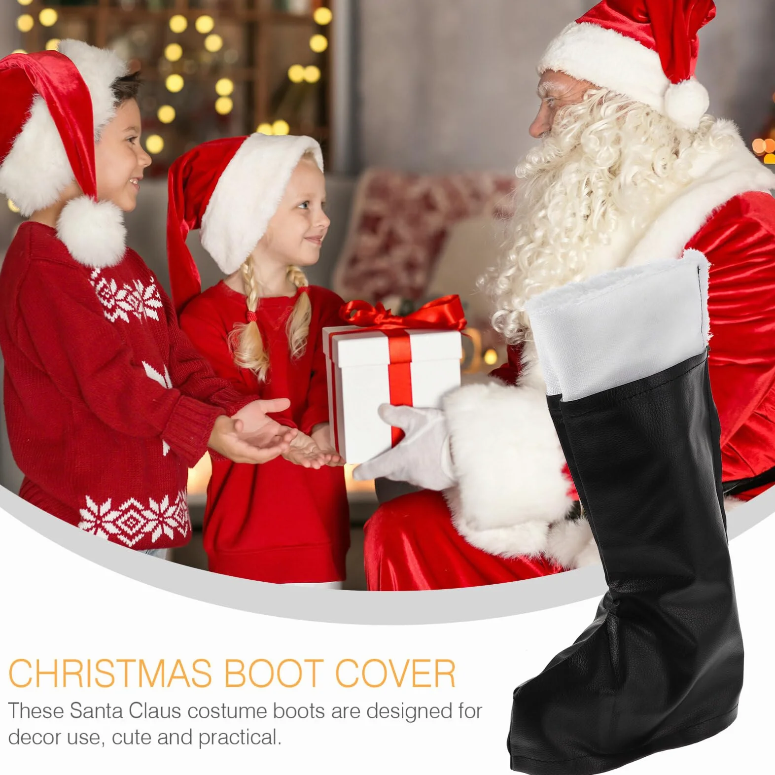 ABOOFAN Costume de Botte de Père Noël Halloween Cosplay Couverture de Bottes Poignets