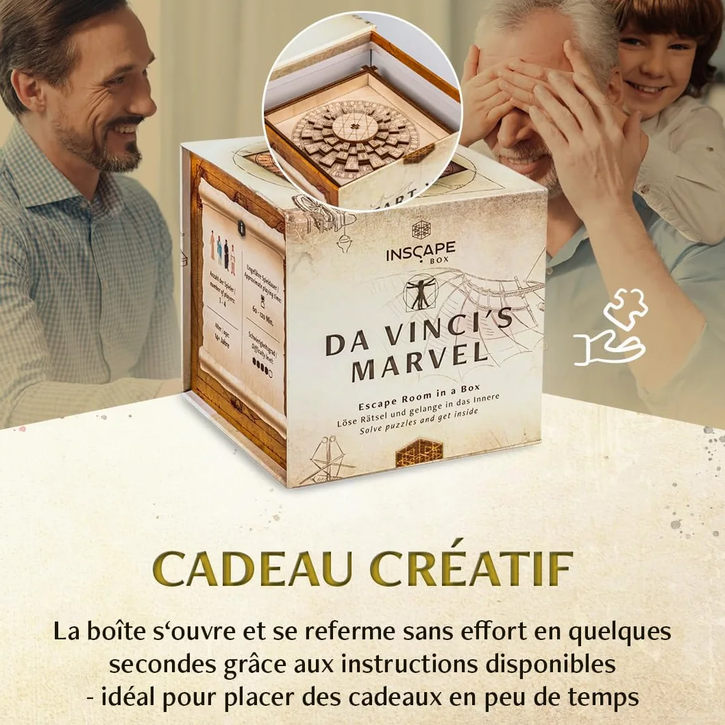 INSCAPE Da Vinci´s Marvel - Boîte de puzzle en bois - Boîte de puzzle - Escape Room - Jeu de puzzle pour adultes et enfants - Puzzle 3D en bois - Cluebox - Jigsaw Puzzle
