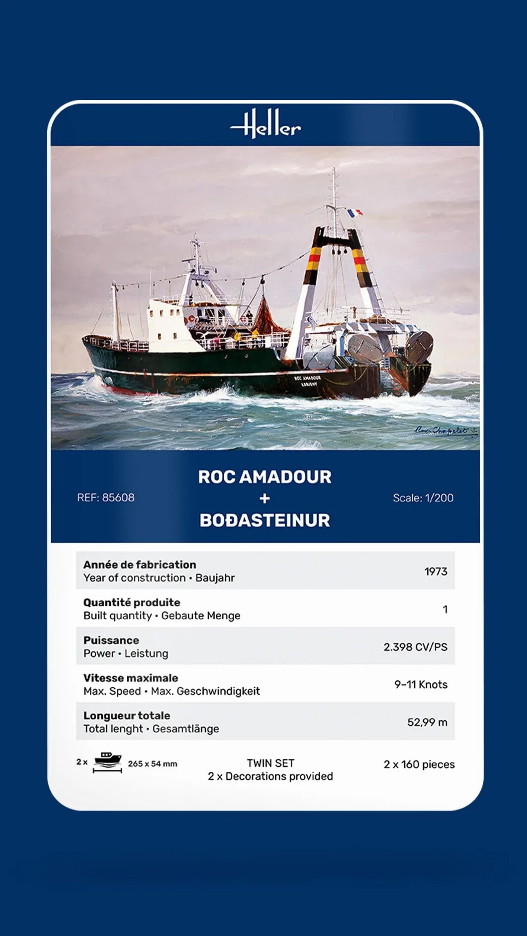 HELLER JOUSTRA Maquette Bateau Roc Amadour Bodasteinur Twinset