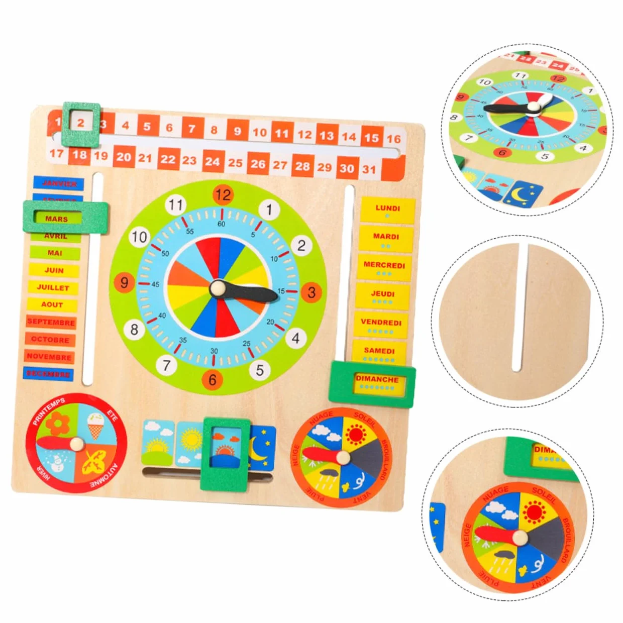 Horloge en Bois Jouet d'Apprentissage pour Enfants Surface Lisse Éveil Éducation Précoce