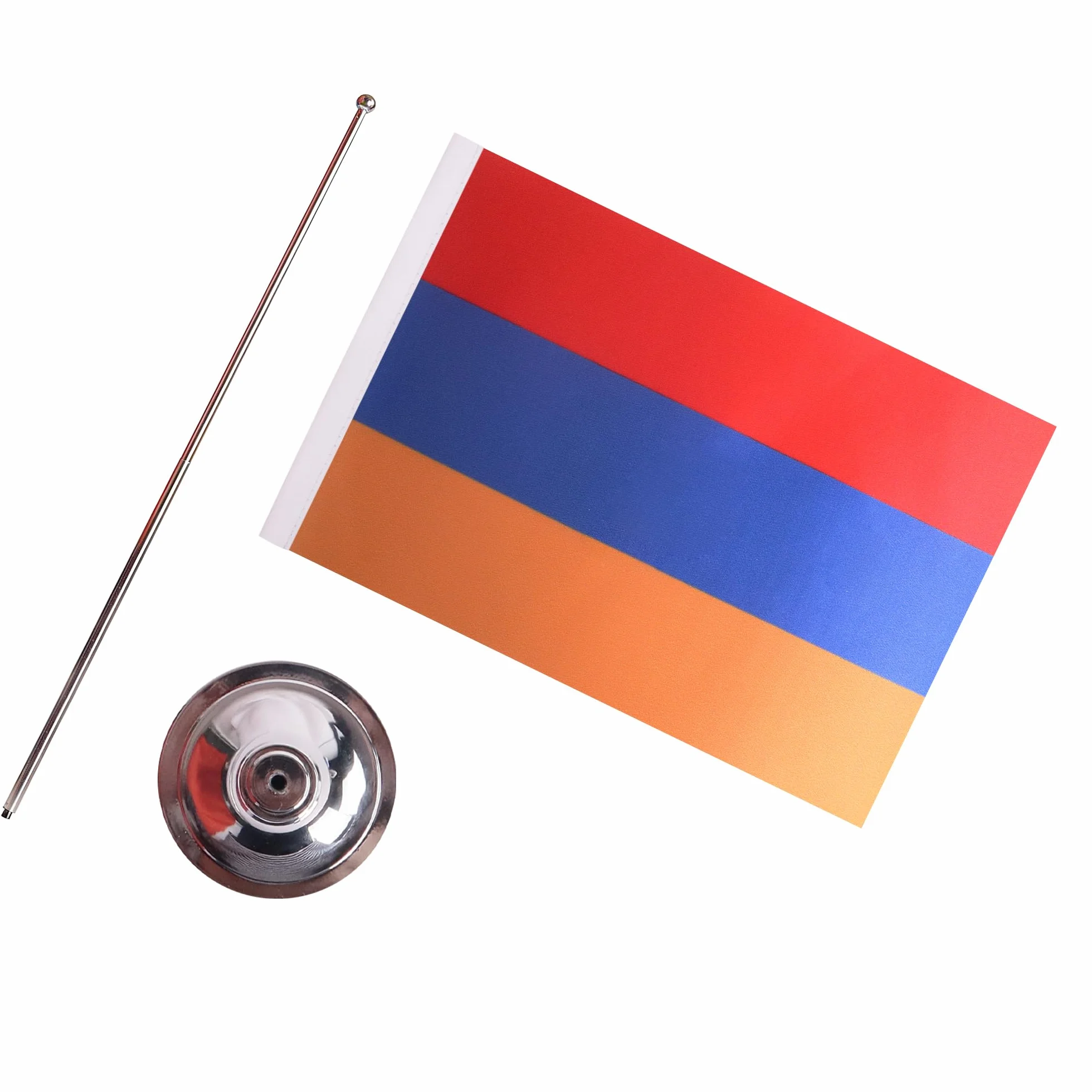 AZ FLAG Drapeau De Table Arménie Prestige 22x15 cm Satin Hampe 30cm Socle Métal
