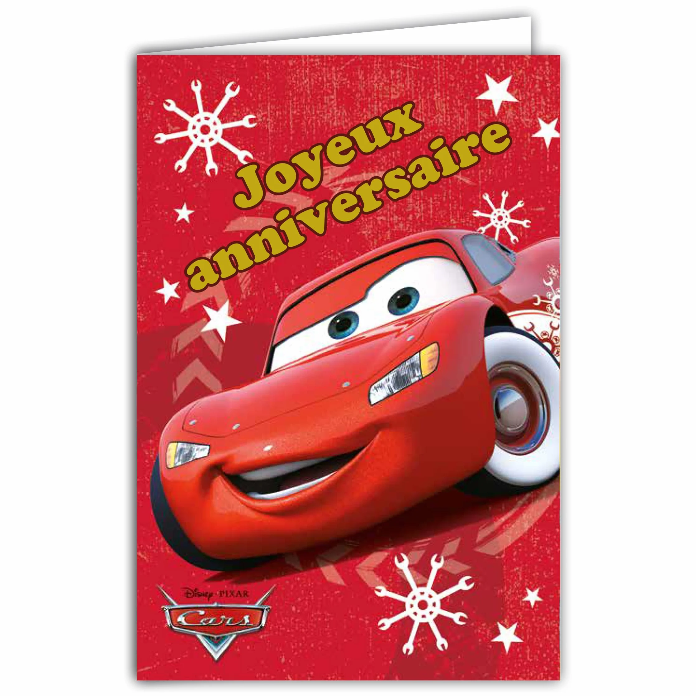Carte ANNIVERSAIRE Cars Disney Pixar Licence Officielle - Voiture de Course Rouge pour Enfant Garçon Fille - Avec Enveloppe 12x17,5cm