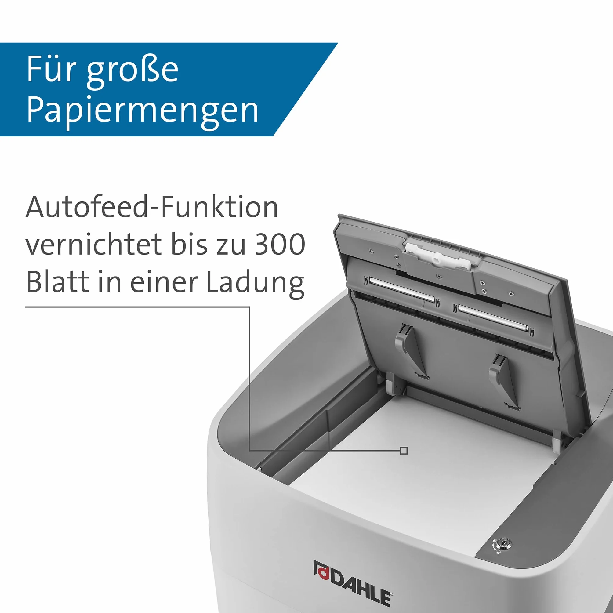 Dahle ShredMATIC 300 Destructeur automatique 300 feuilles sans huile anti-bourrage coupe croisée 40 L Gris