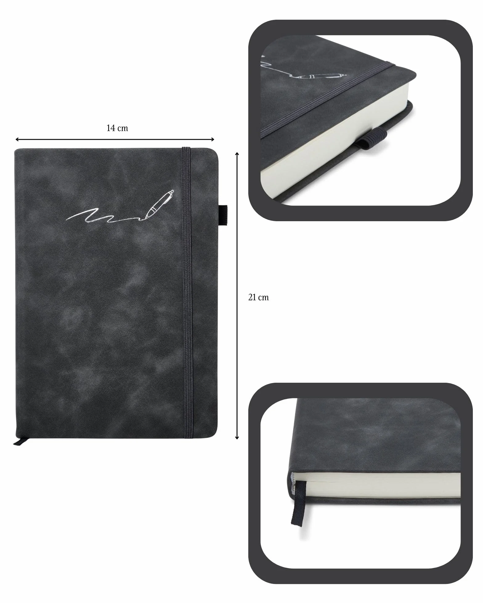 Carnet A5 Ligné 360 Pages Journal Intime Adulte Noir, Cahier d'écriture Aesthetic, Cadeau Femme Homme