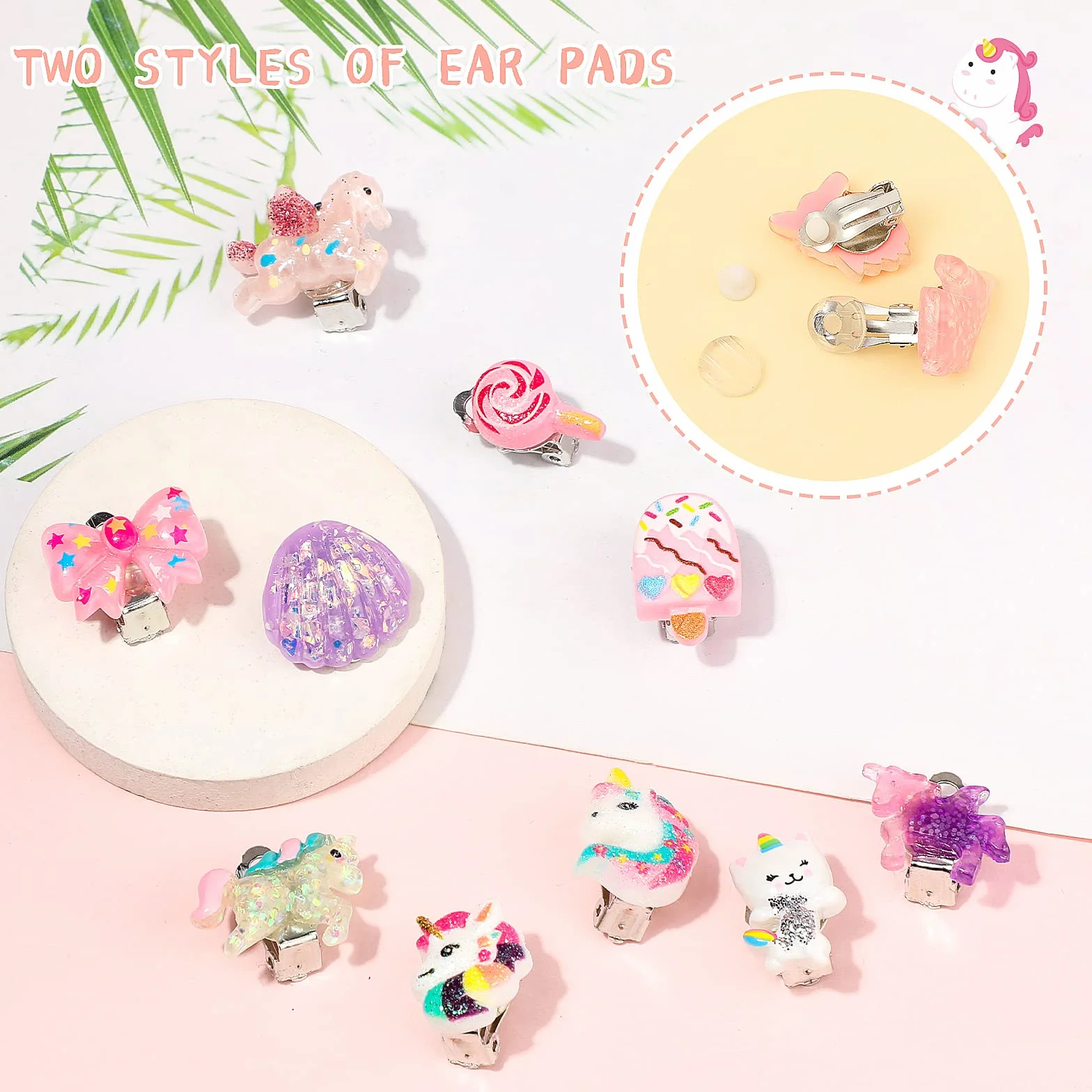 Boucles d'oreilles Clip Enfant Licorne Non Percées Fille Princesse Bijoux Cadeau Accessoire