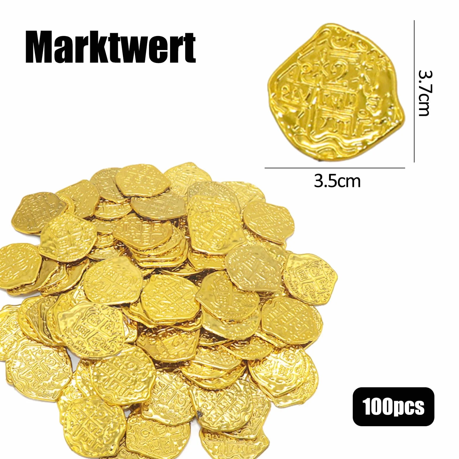 Lot de 100 pièces d'or en plastique - Trésor de pirate - Décoration de fête - Anniversaire d'enfant