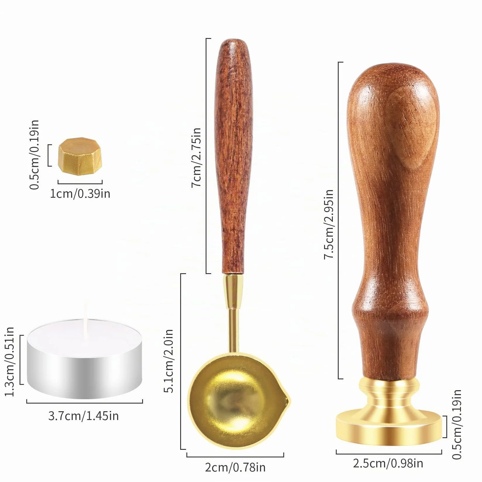 Lot de 200 Perles de Cire à Cacheter avec Cachet, Cuillère et Bougies - Doré Cœur