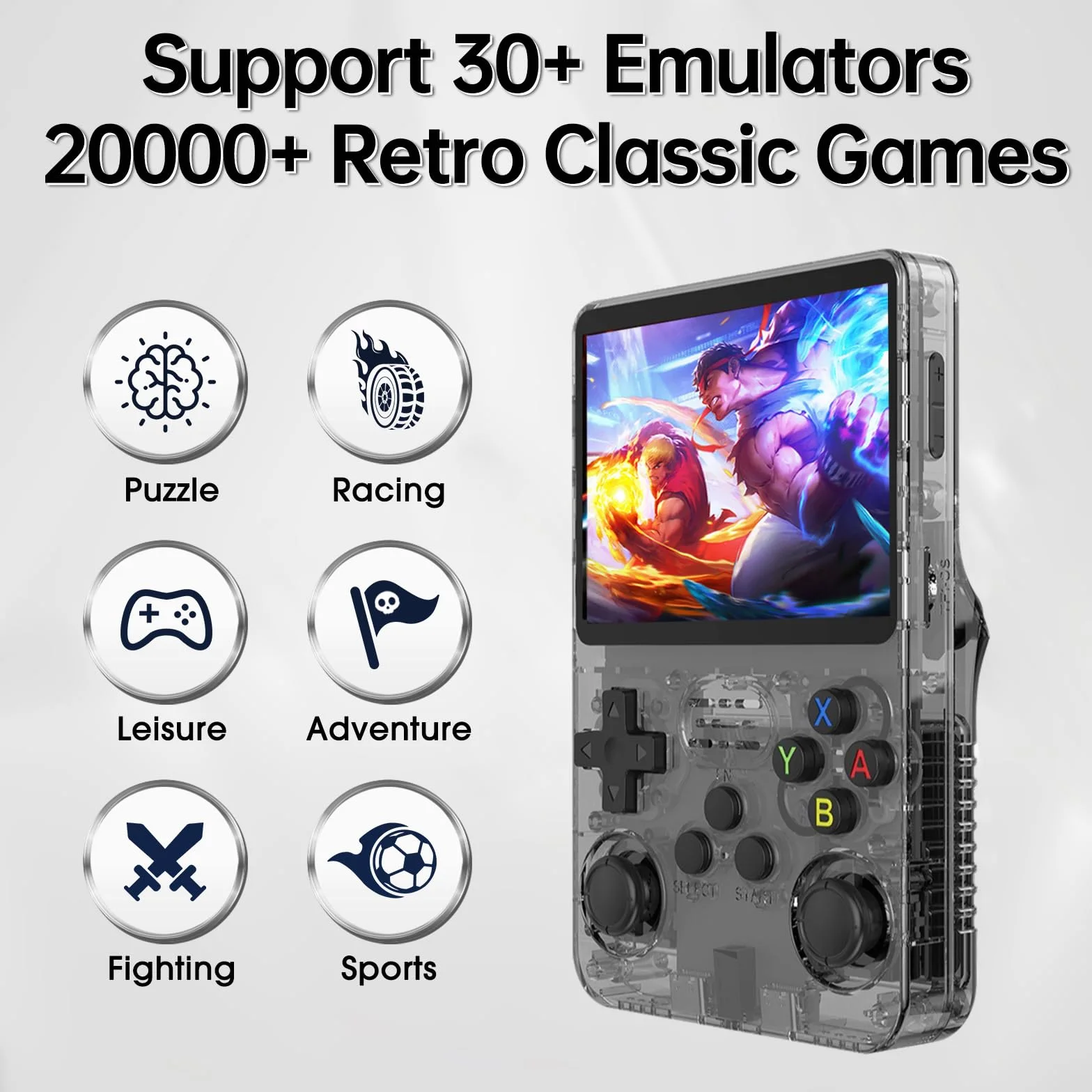 Console de Jeu Portable Rétro Nawchedo R36S 128 Go 40 000 Jeux Classiques 30 Émulateurs 3 500 mAh Noire