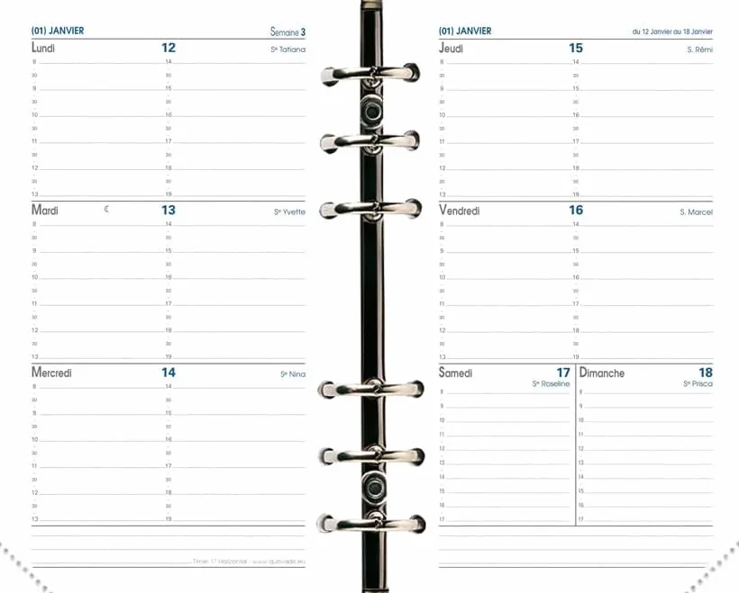 QUO VADIS Recharge Organiseur Timer 17 Horizontal 10 x 17 cm 16 mois Septembre 2026 Décembre 2027