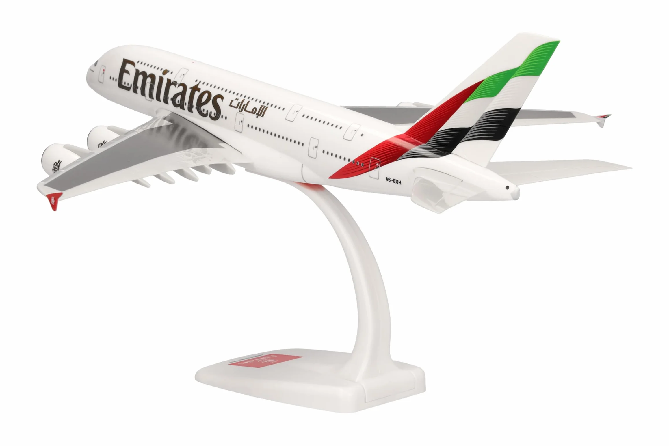 Herpa Snap-Fit Avion Emirates Airbus A380 Miniature échelle 1:250 Collection avec Socle Plastique