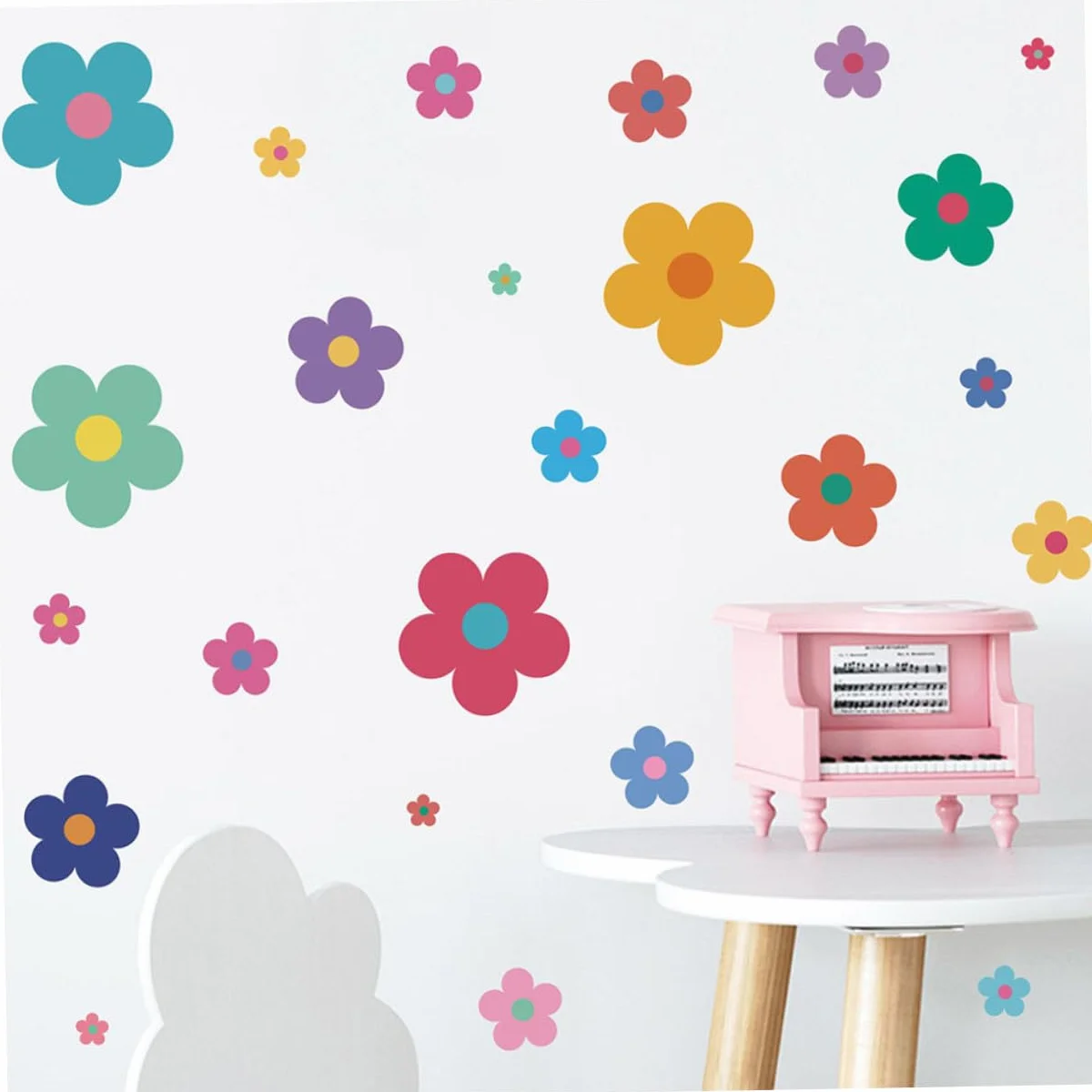 Hemobllo Autocollants Muraux Décoratifs Fleurs PVC 9 Feuilles 7 Stickers