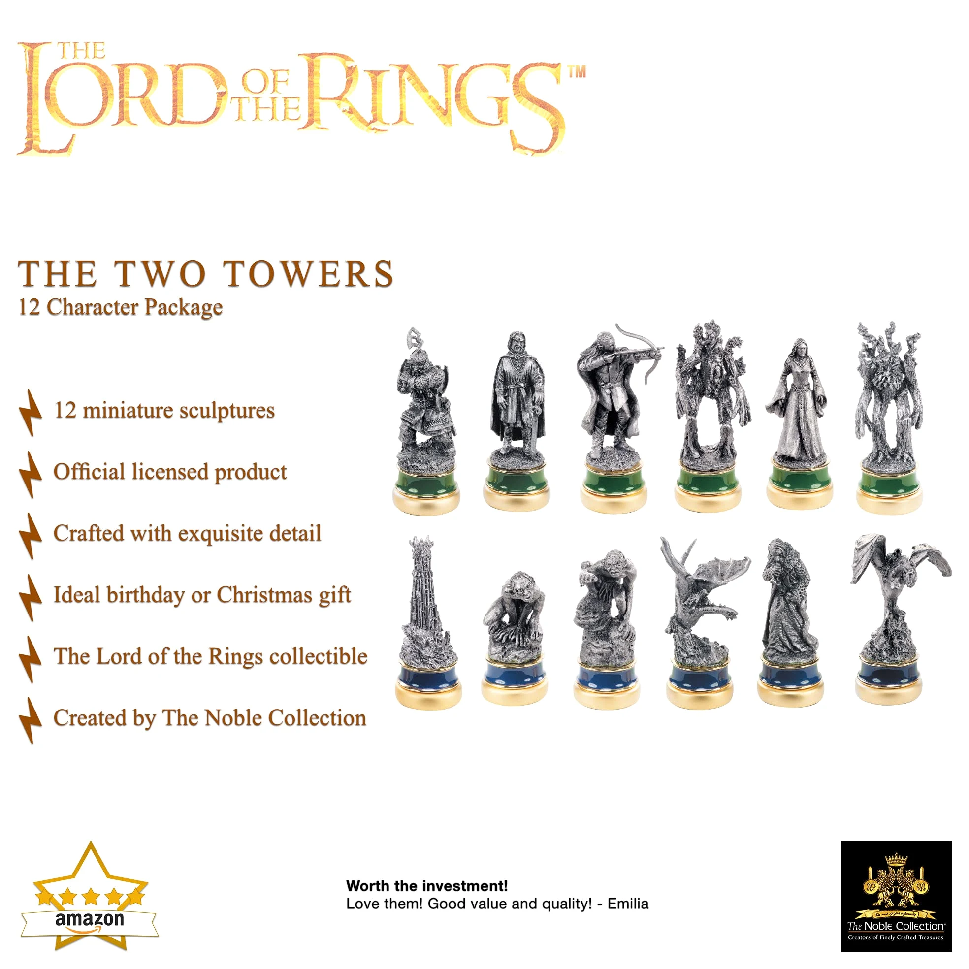 The Noble Collection Lord of The Rings - Jeu d'échecs pièces Les 2 Tours