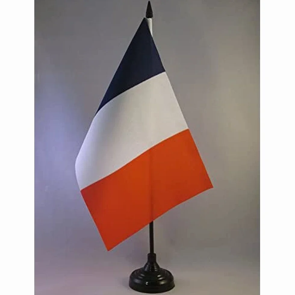 AZ FLAG Drapeau de Table France 22x15 cm Drapeau Français Bureau 100% Polyester Hampe 25cm Socle Plastique Noir 20g