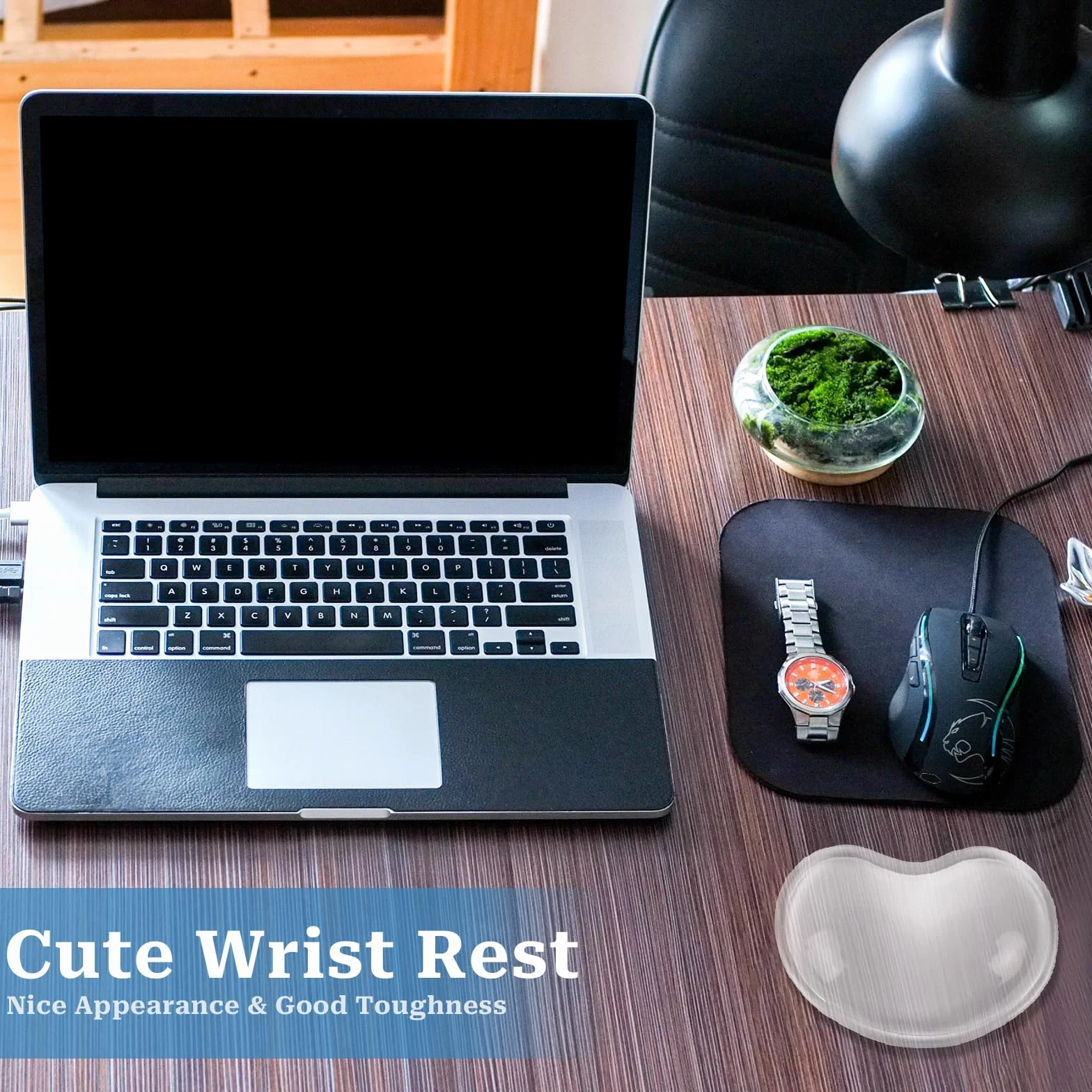Repose-poignet en gel souple ergonomique pour souris, coussin silicone transparent anti-fatigue