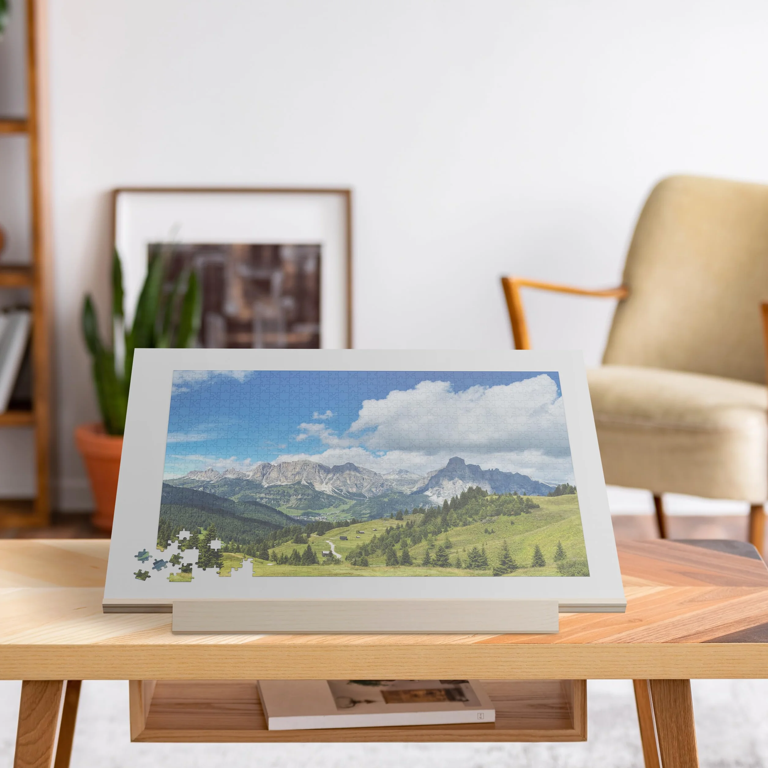 Relaxdays Plateau pour Puzzle allant jusqu'à 1 000 pièces, Ergonomique, 2 tiroirs, Bois de pin, Nature et Gris